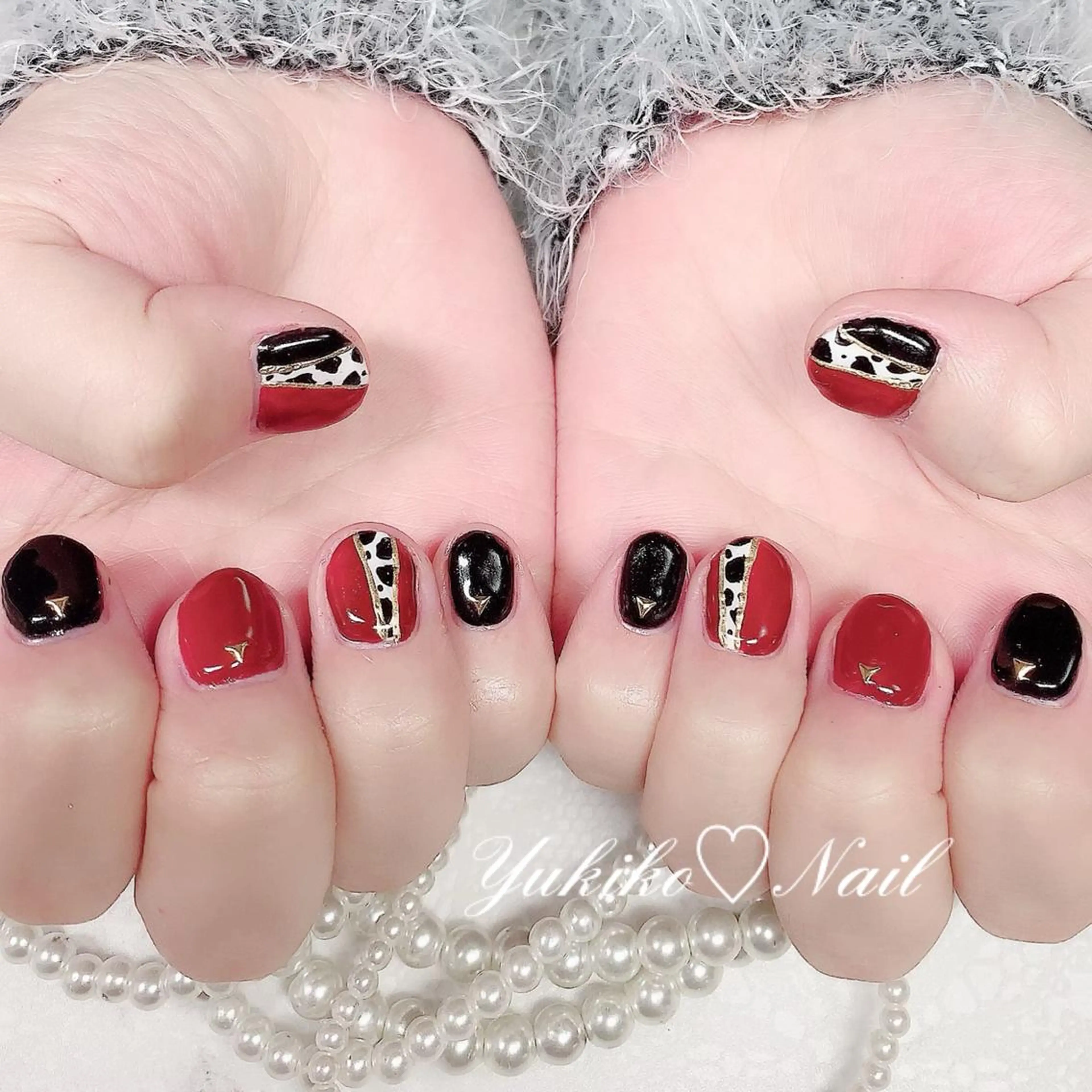 ネイル アニマル柄 持ち込み ニュアンスネイル ユキコ ネイルのネイルデザイン