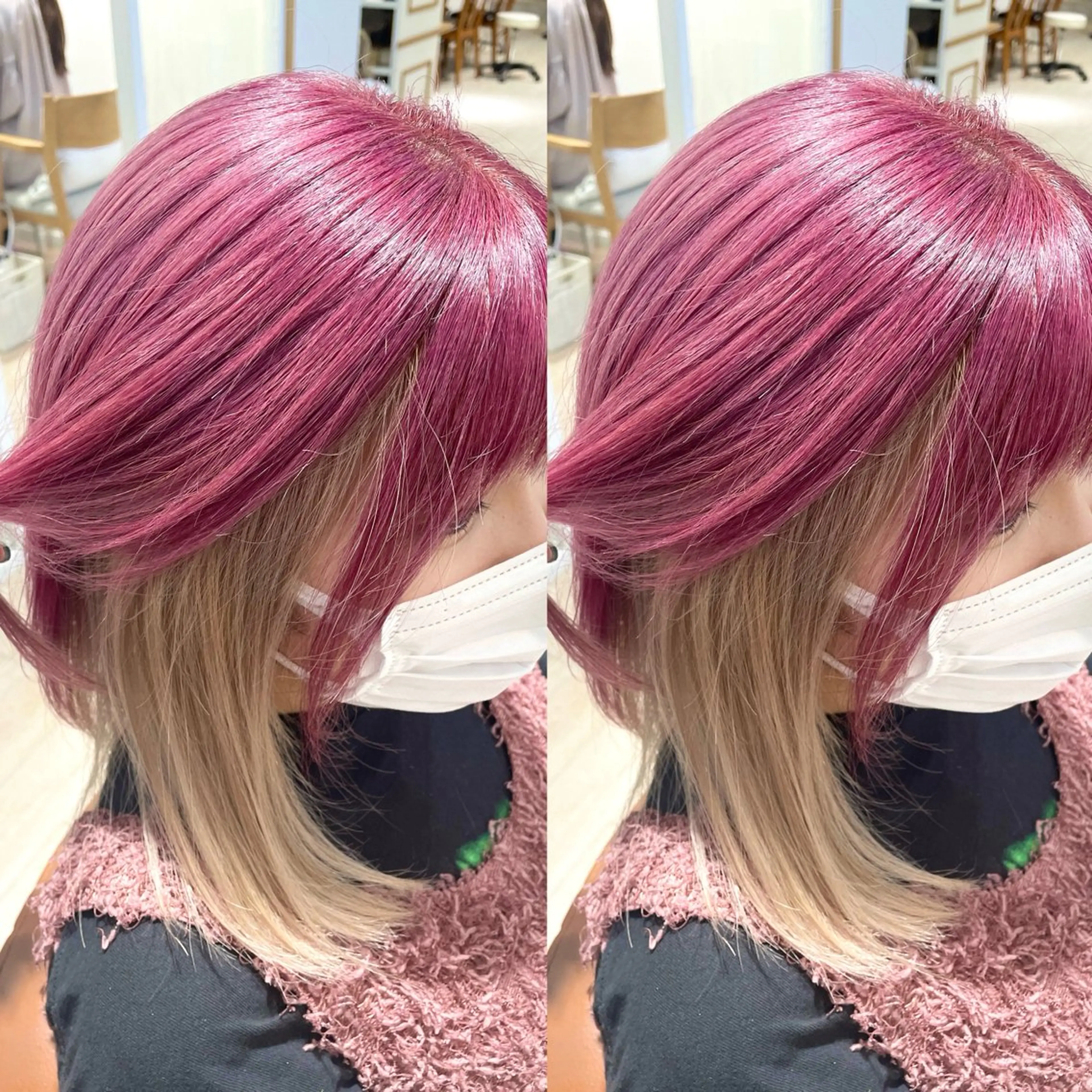 ミディアム カラー ベージュカラー ブリーチ デザインカラー ピンクカラー ブリーチデザインカラ ー/メンズ◎mariのヘアスタイル