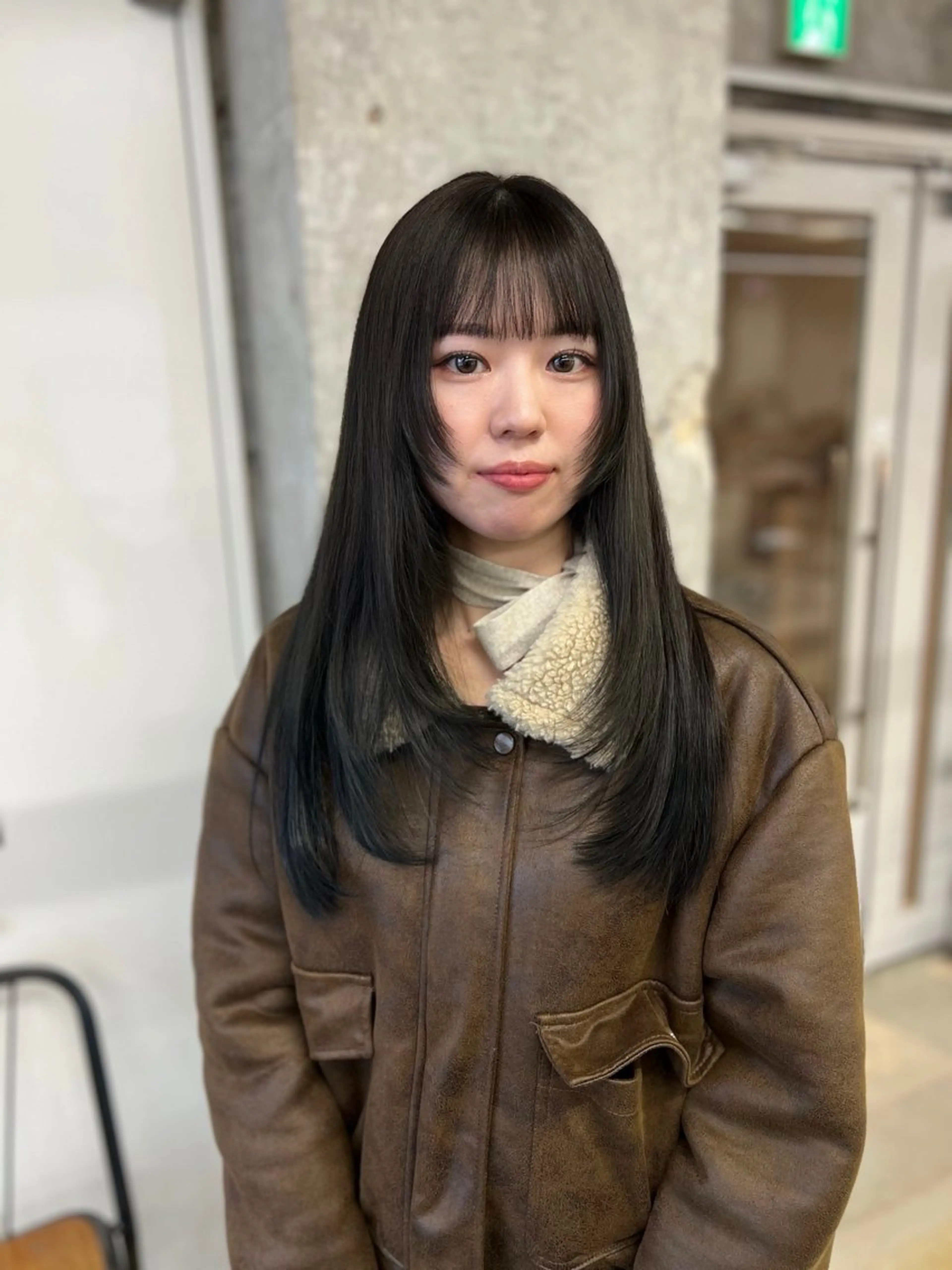 ロング レイヤーカット 縮毛矯正 酸性ストレート カット 縮毛矯正 水野 雪 /パーマ/暖色カラーのヘアスタイル