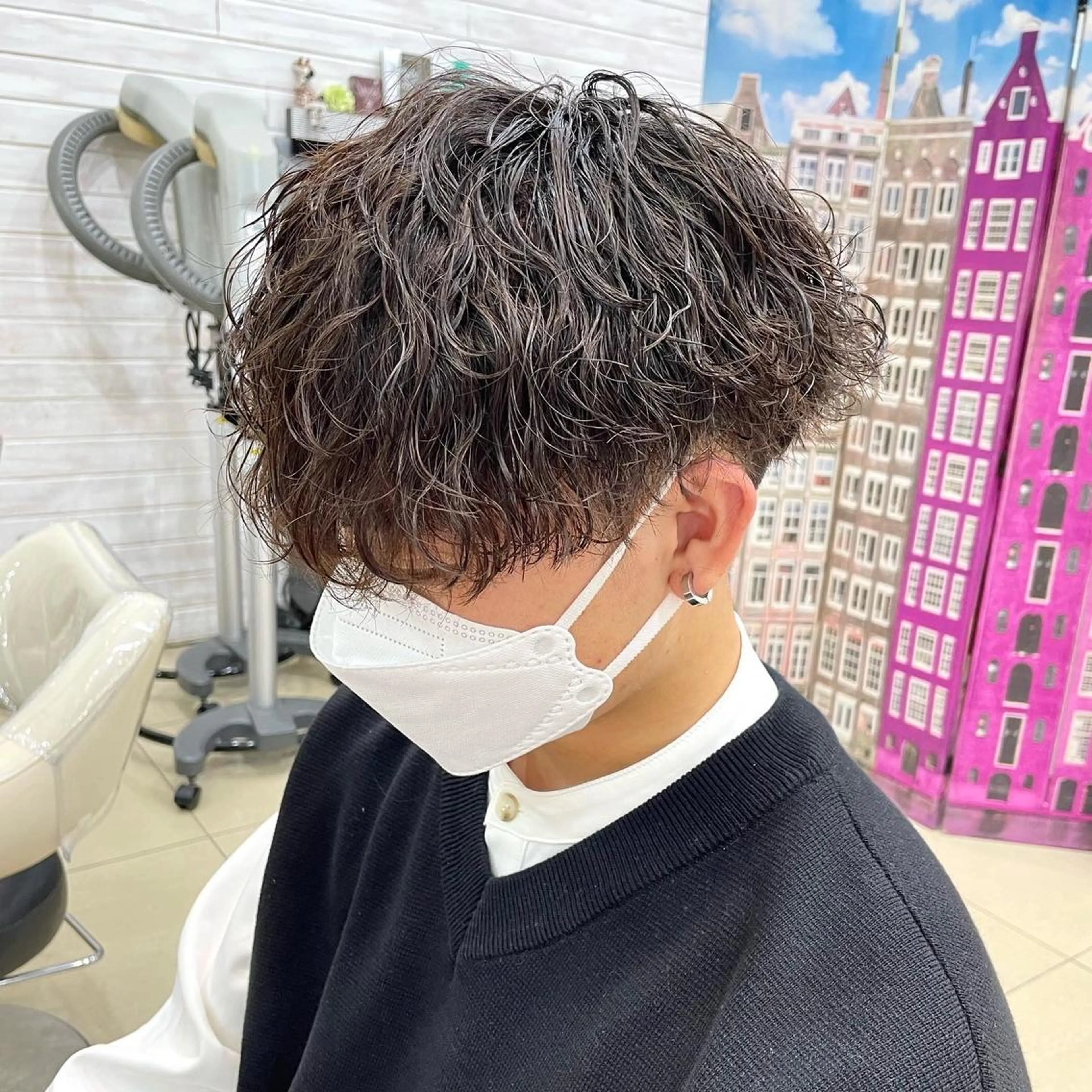 ミディアム パーマ メンズ カット パーマ 岡田大志🇰🇷 中/韓メンズヘアのヘアスタイル