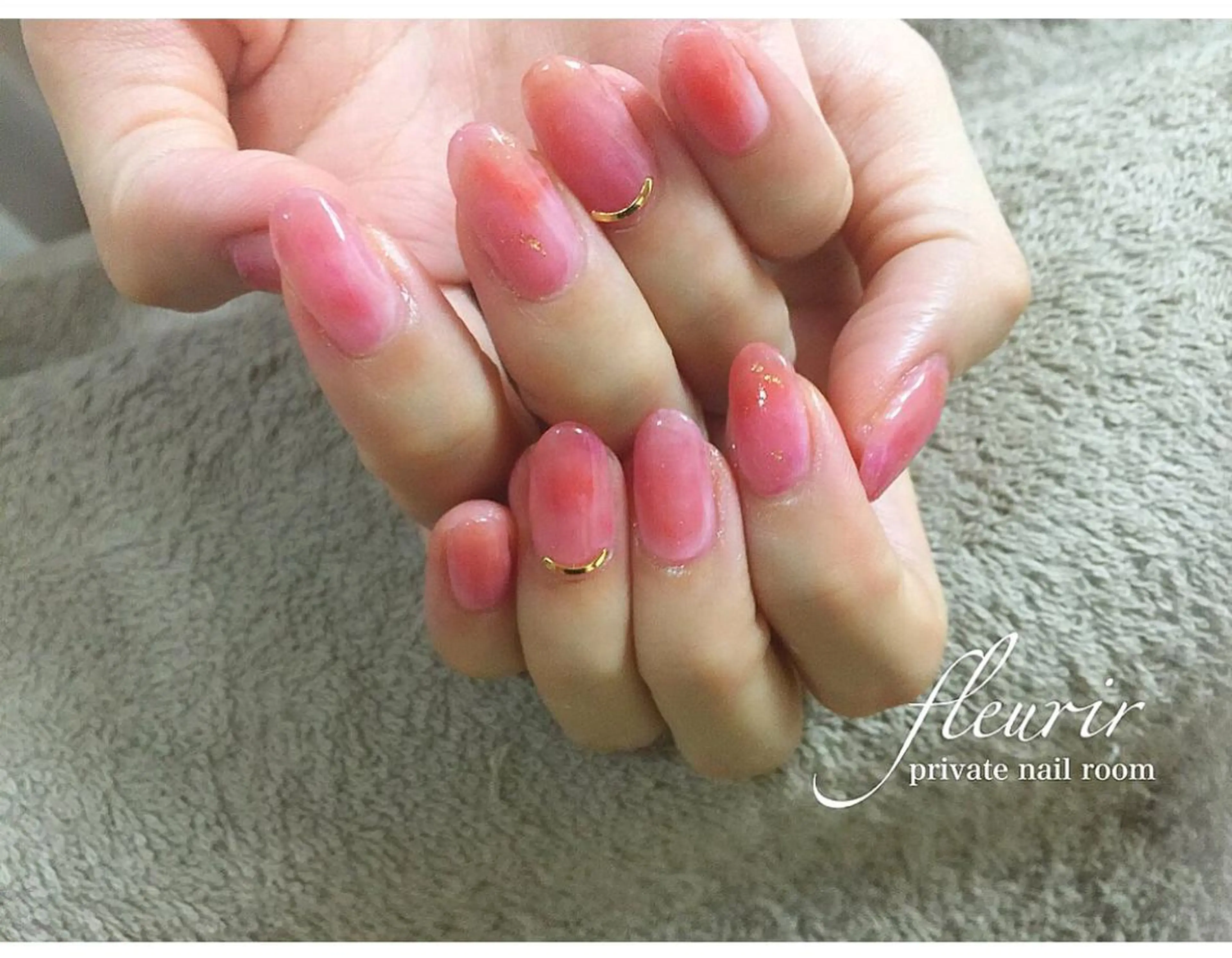 ネイル ブラウン ラメ(グリッター) ニュアンスネイル ピンク フルリール 【プライベートサロンのネイルデザイン