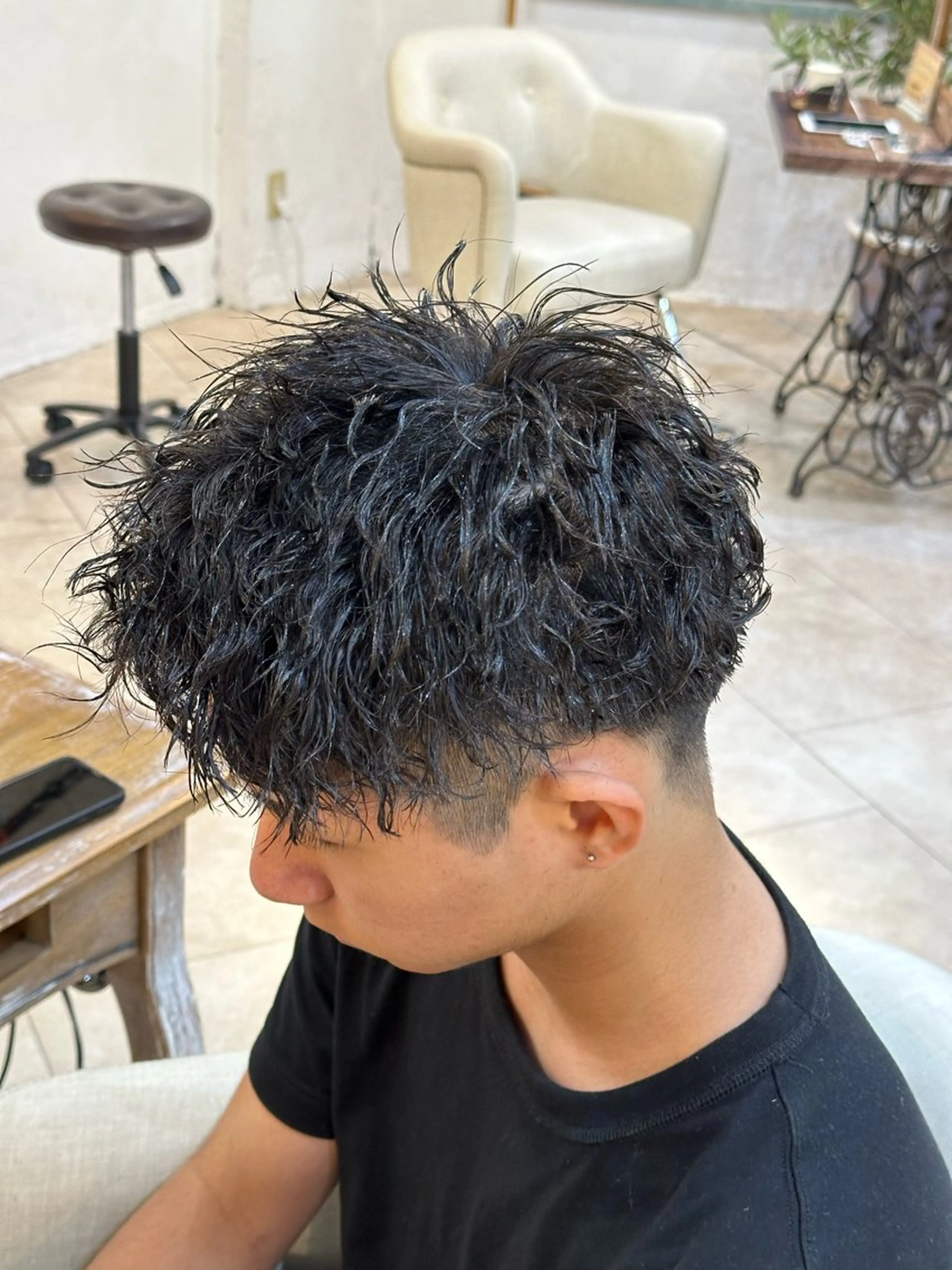 ショート パーマ メンズ スパイキー/ ピンパーマ/緑川雄也のヘアスタイル