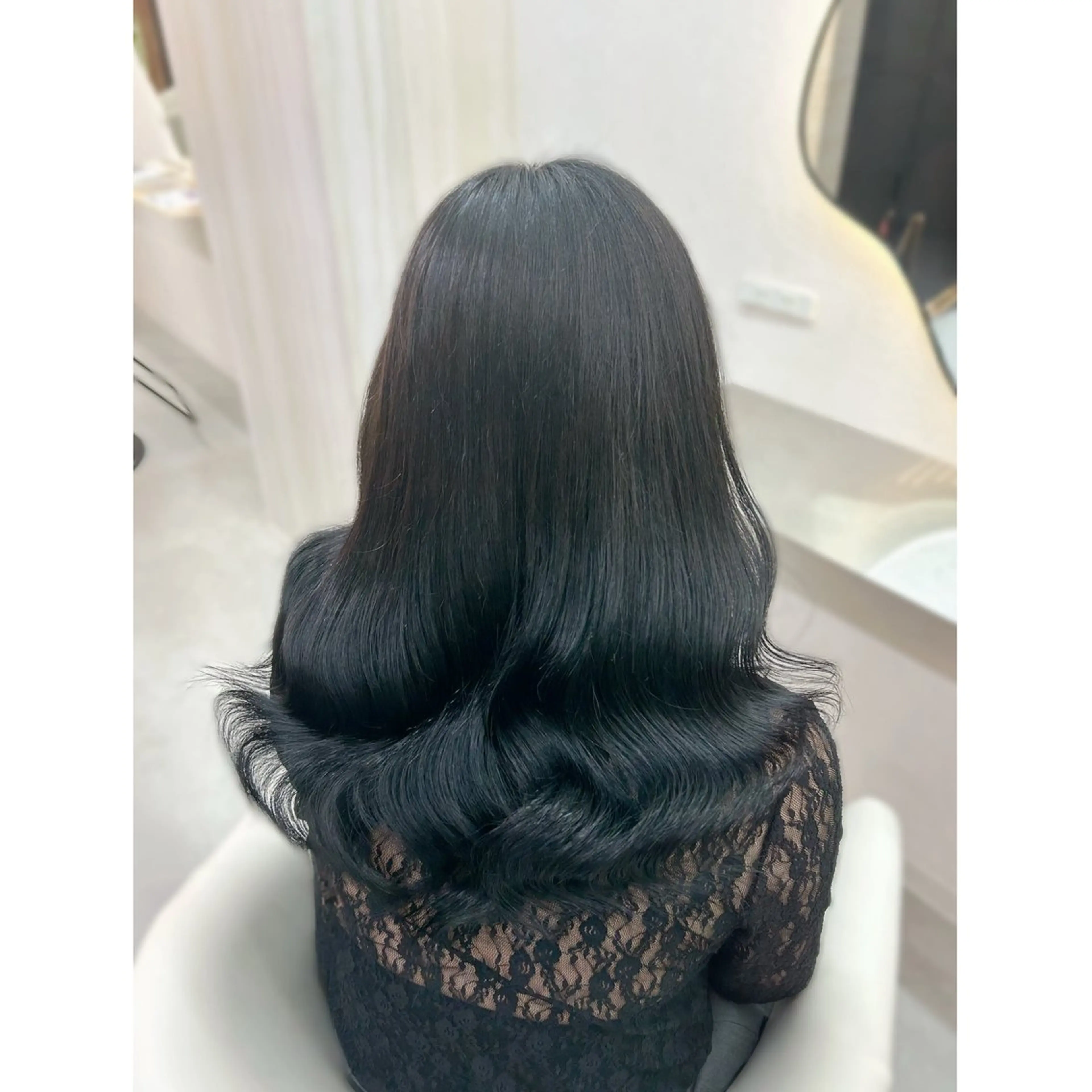 ロング カラー 黒髪 ブルーカラー ブルーブラック 韓国風カラー 韓国風ヘア ブリーチ 💕カット 💕みゆう💕大宮のヘアスタイル