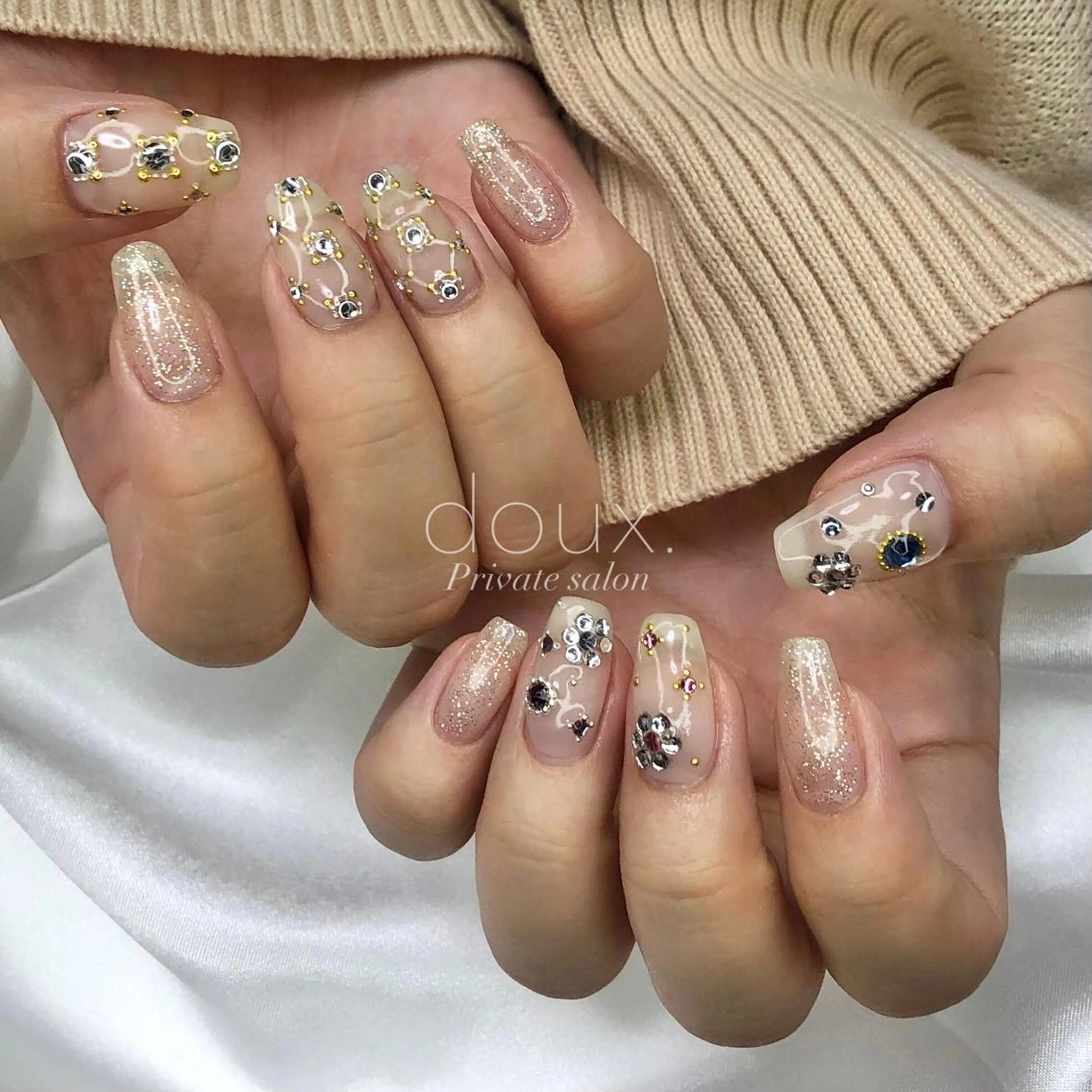 ネイル キラキラネイル 春ネイル doux. nailのネイルデザイン