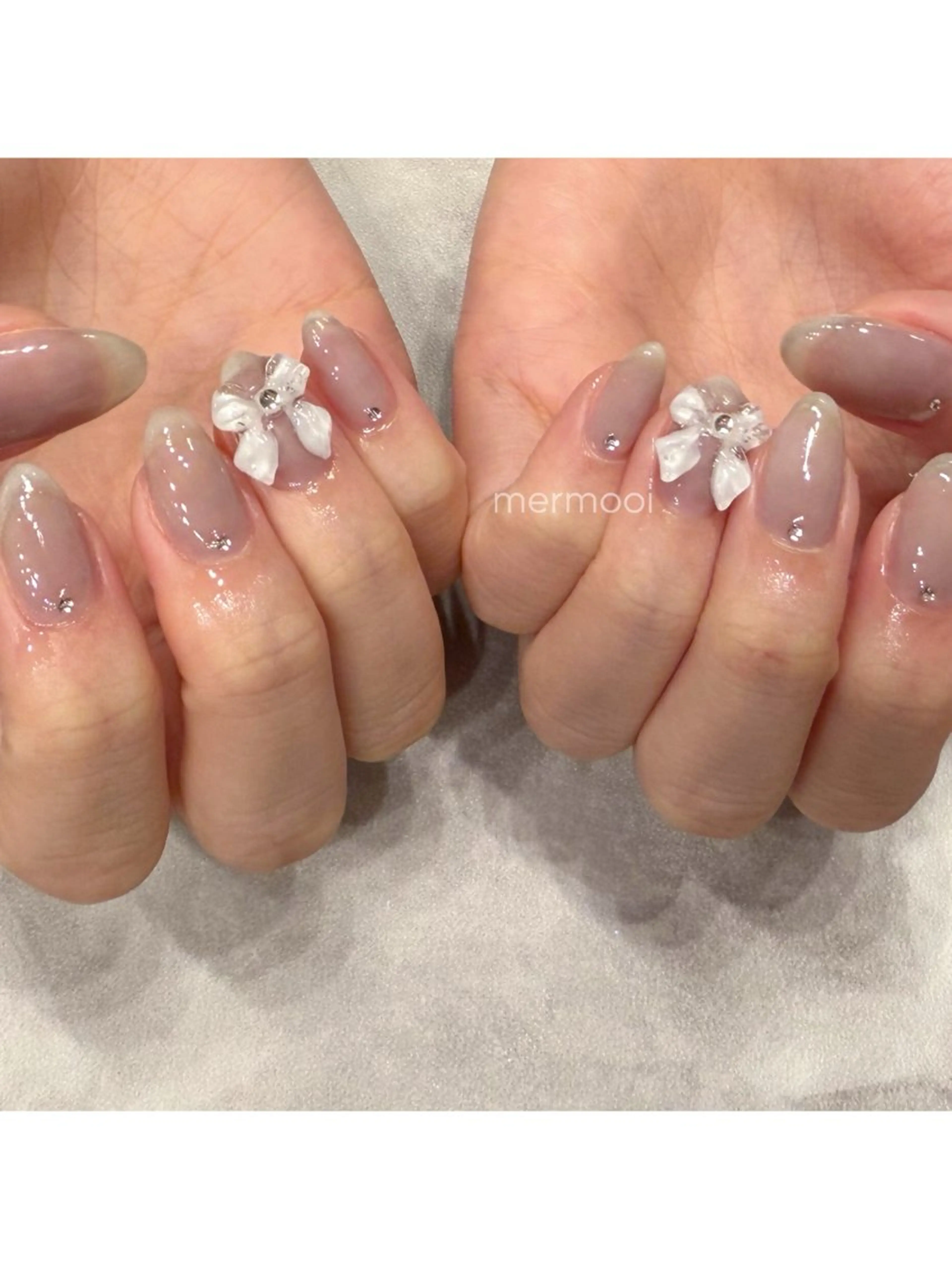 ネイル リボン ハンドネイル mermooi所属・melumooi nailのネイルデザイン
