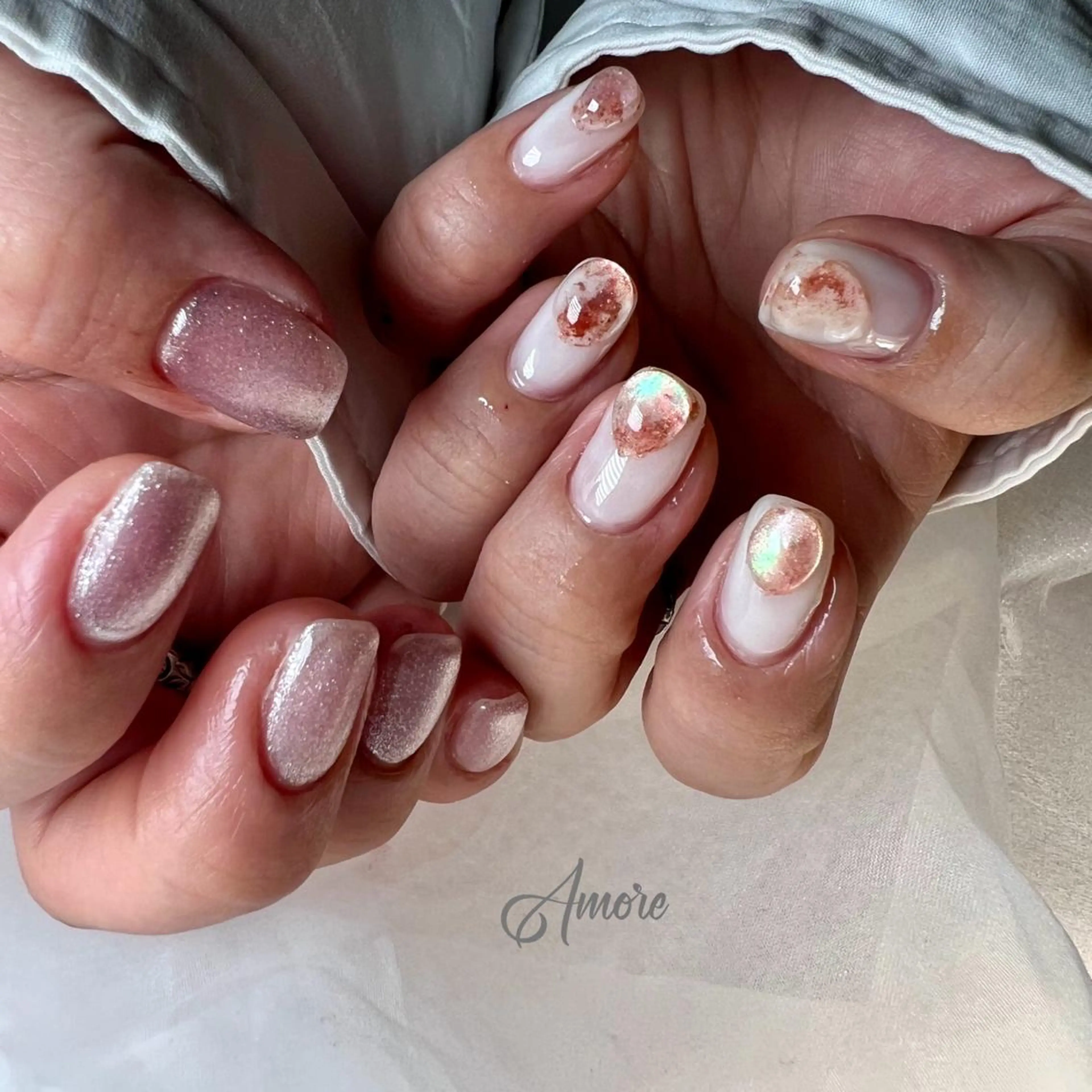 ネイル ジェルネイル 韓国ネイル ミラーネイル オフィスネイル パラジェル You kyehwaのネイルデザイン