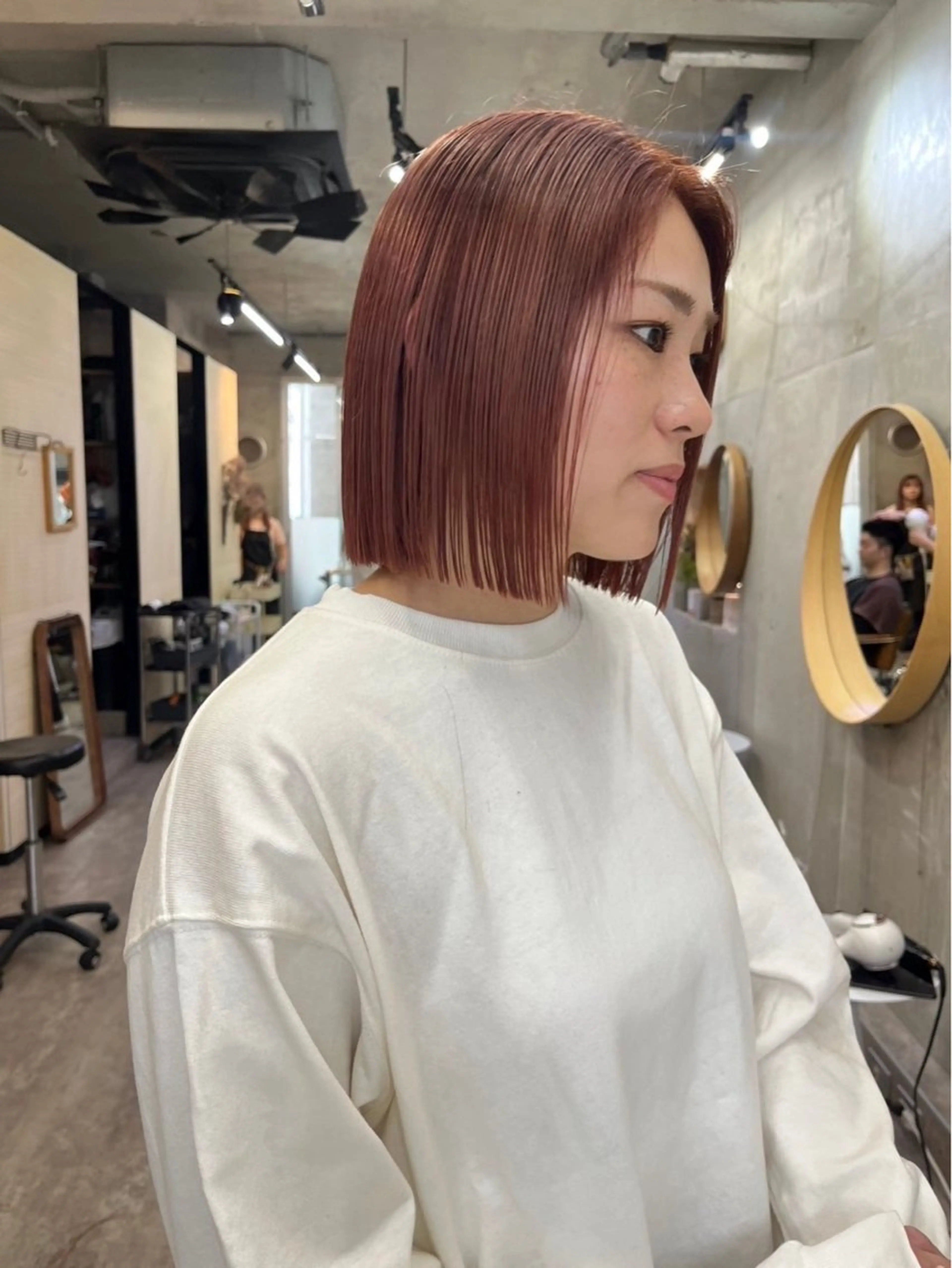 ショート カラー 切りっぱなしボブ ピンクカラー ボブ レイヤーカット💫 ／HARUKA🎀のヘアスタイル