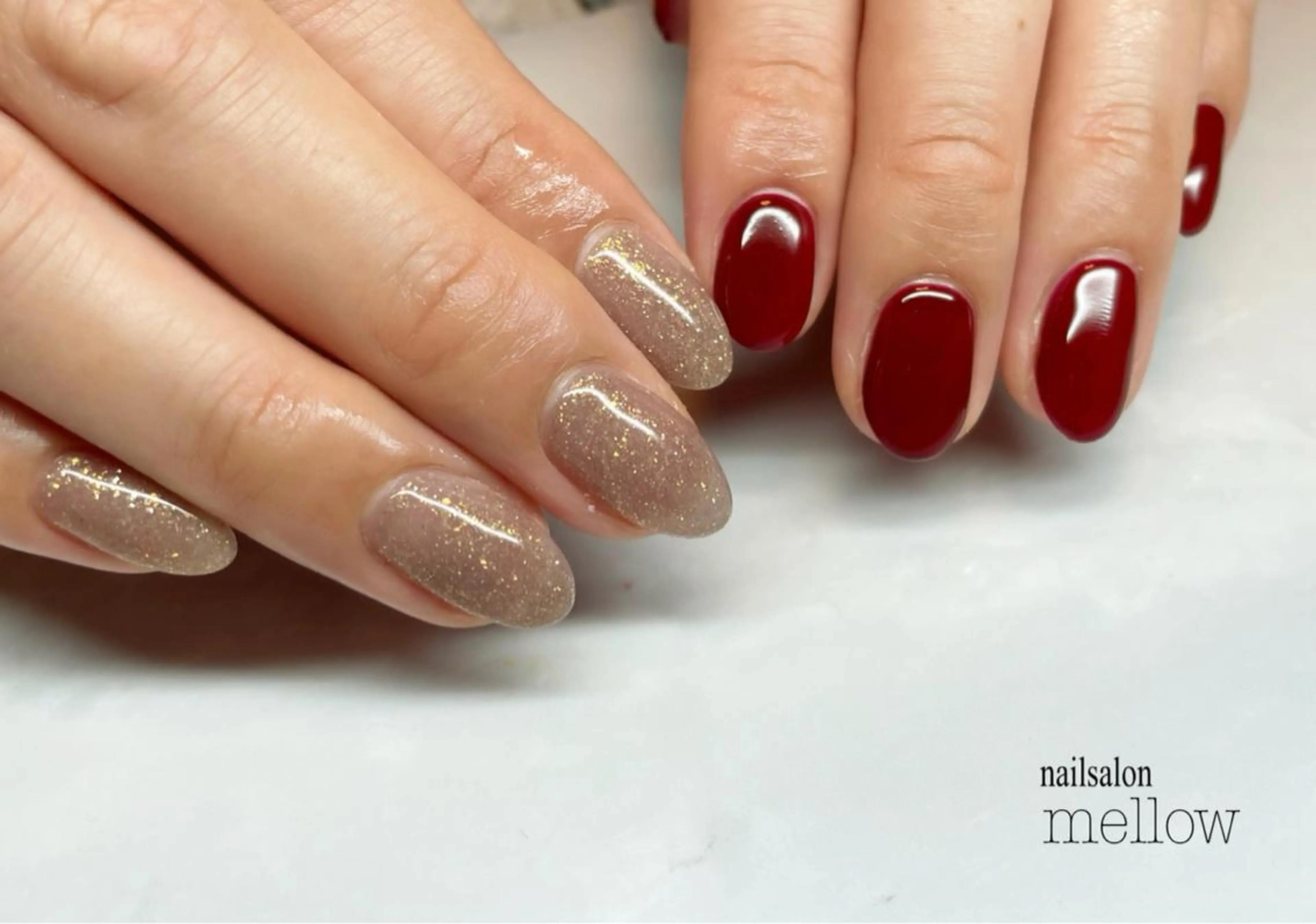 ネイル ボルドー ブラウン ラメ(グリッター) 大山 浩美のネイルデザイン