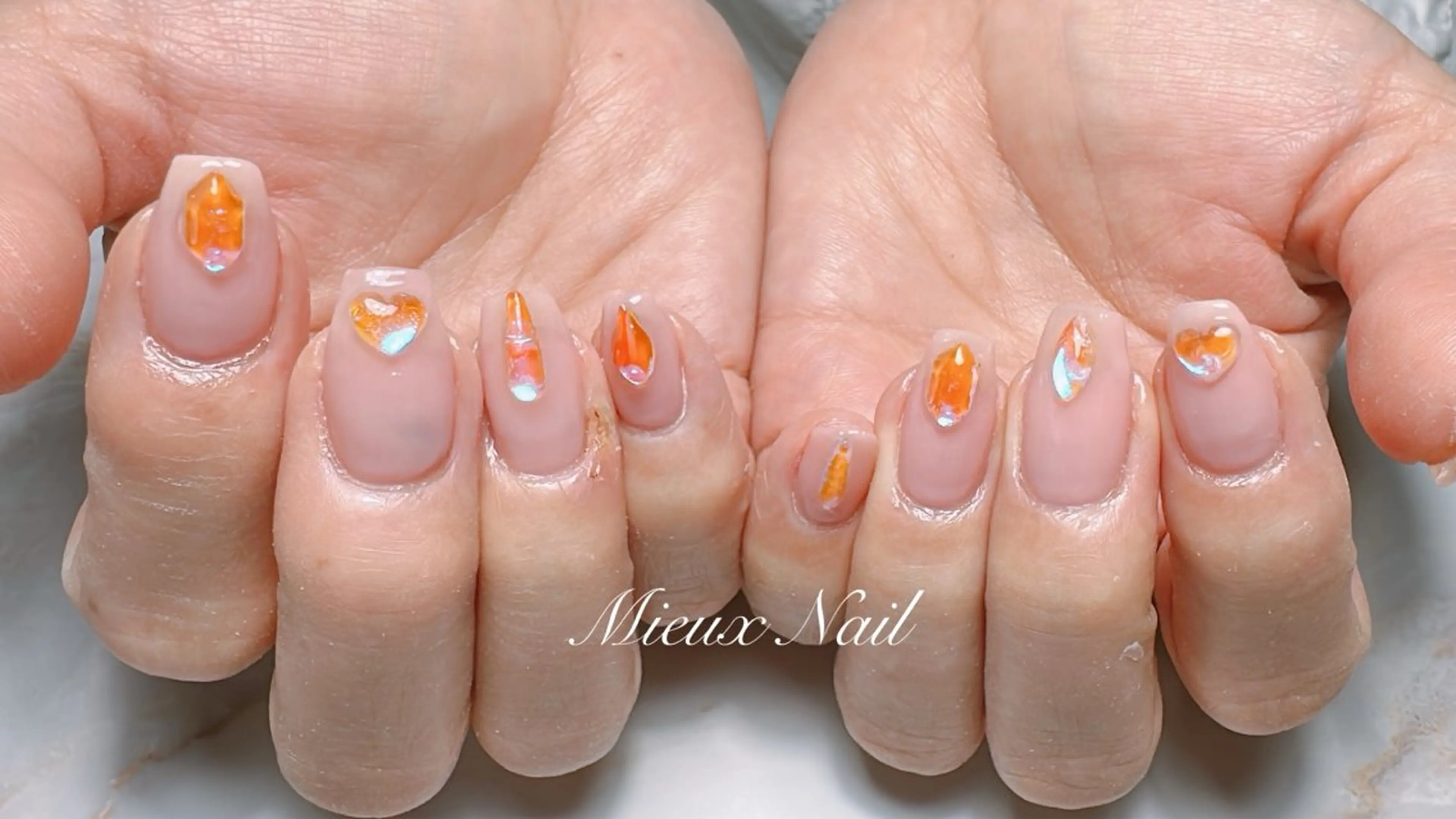 ネイル ブルー ジェルネイル パラジェル ハンドネイル 市川 麻衣子のネイルデザイン