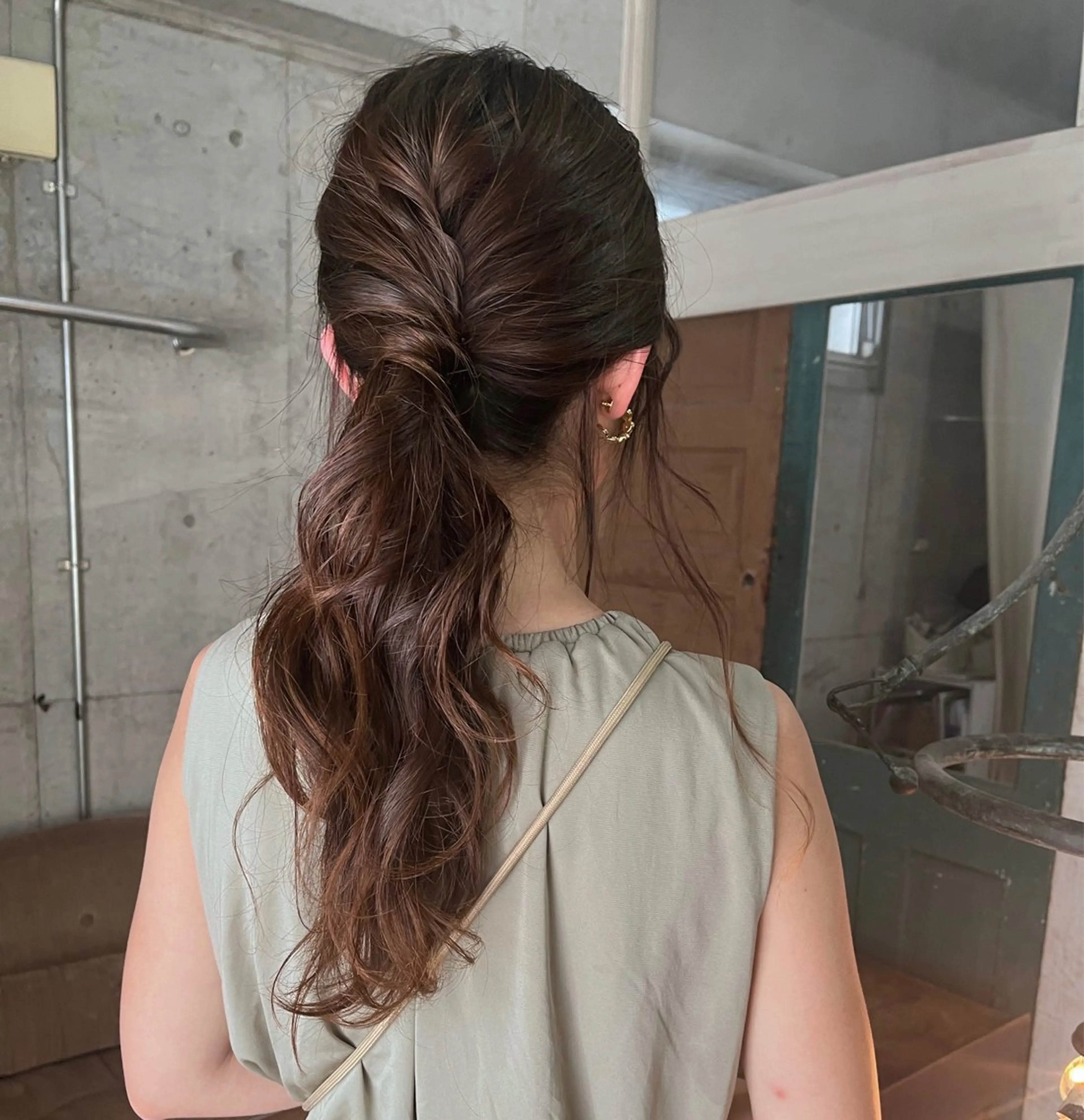 セミロング カラー パーマ ヘアアレンジ キッズ デザインパーマ ハイライトIkumiのヘアスタイル