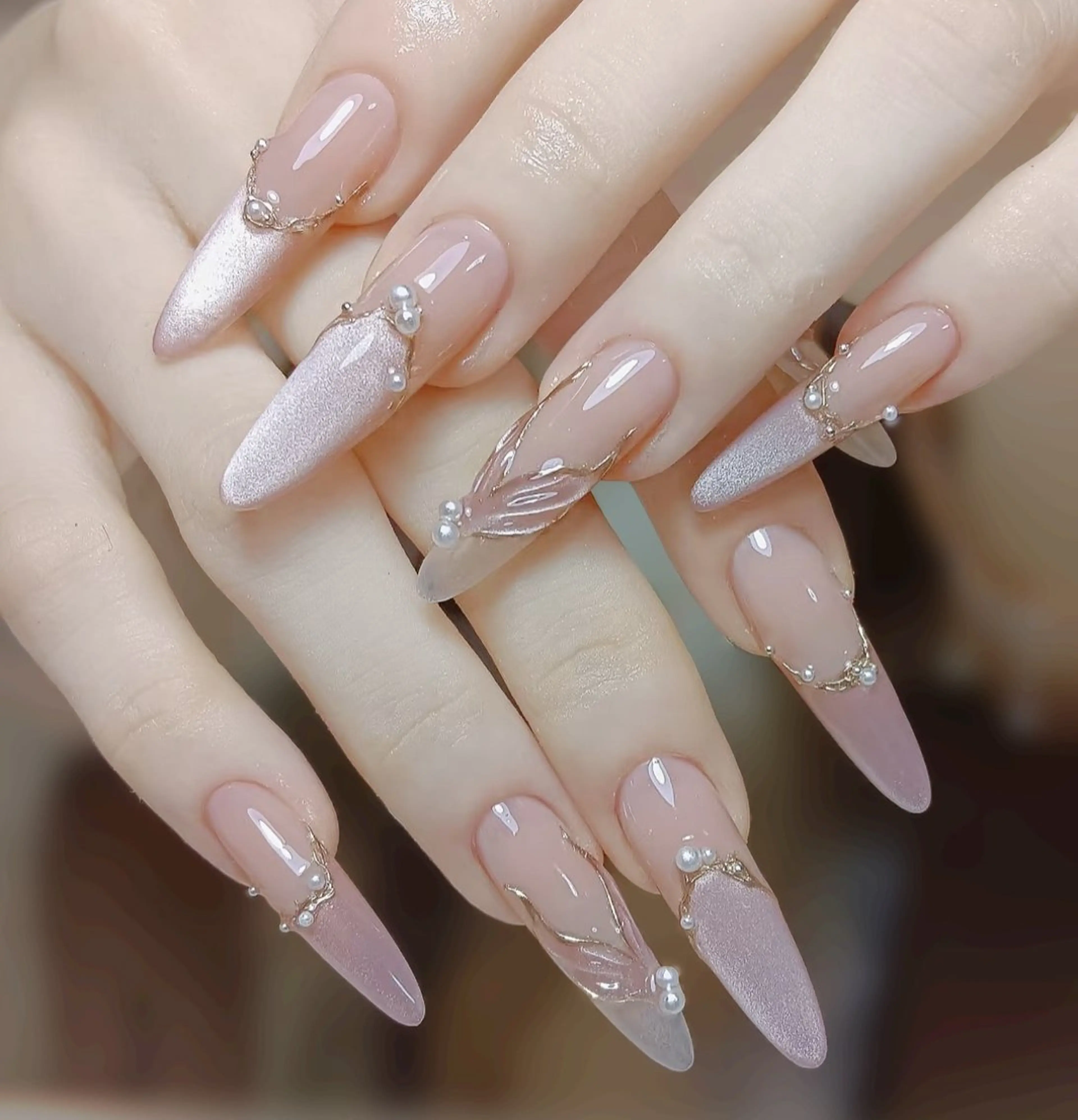 ネイル アートネイル チークネイル 長さ出し フレンチネイル ジェルネイル YK Beauty Salonのマツエク・マツパデザイン