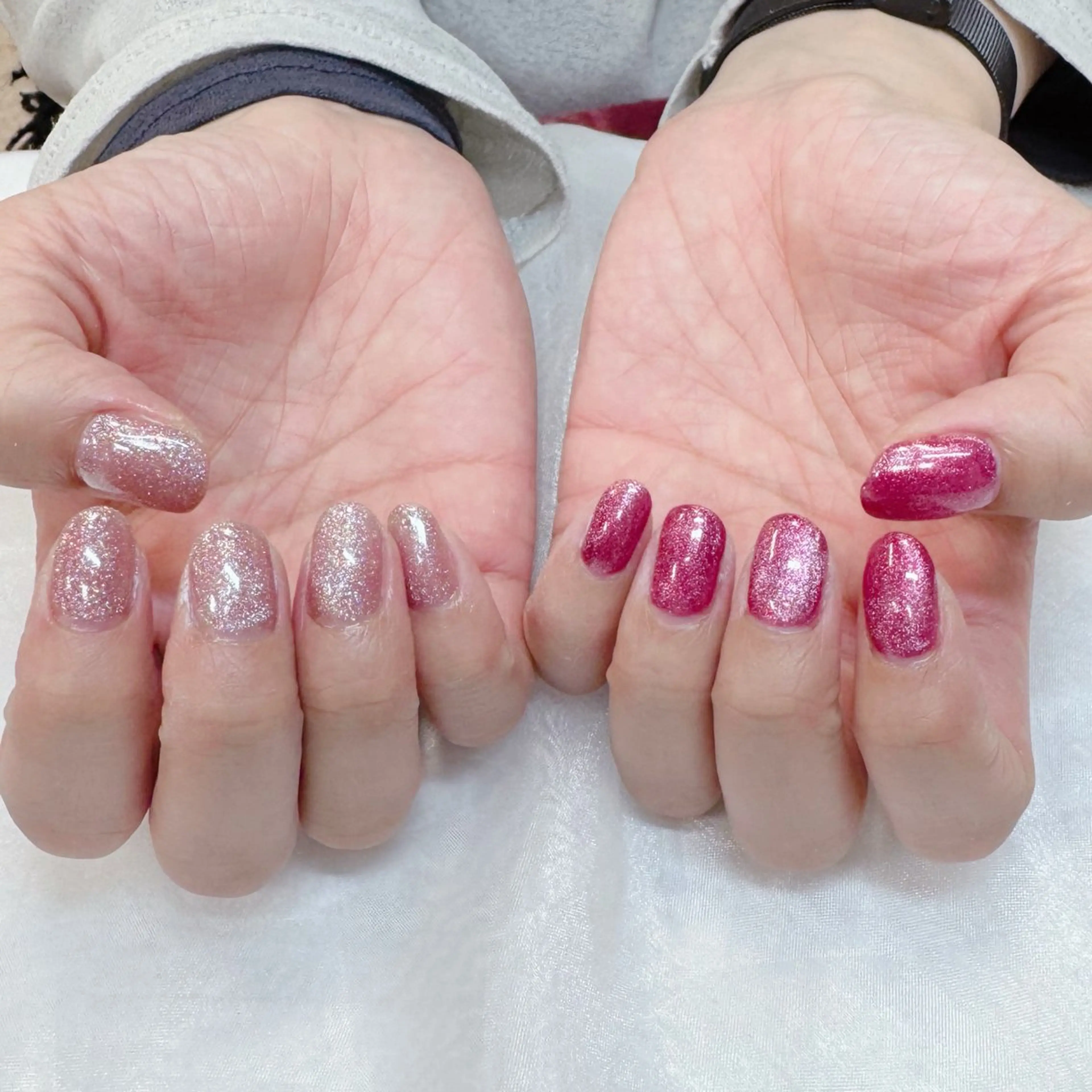 ネイル キラキラネイル マグネットネイル ピンク maruyasu. yのネイルデザイン