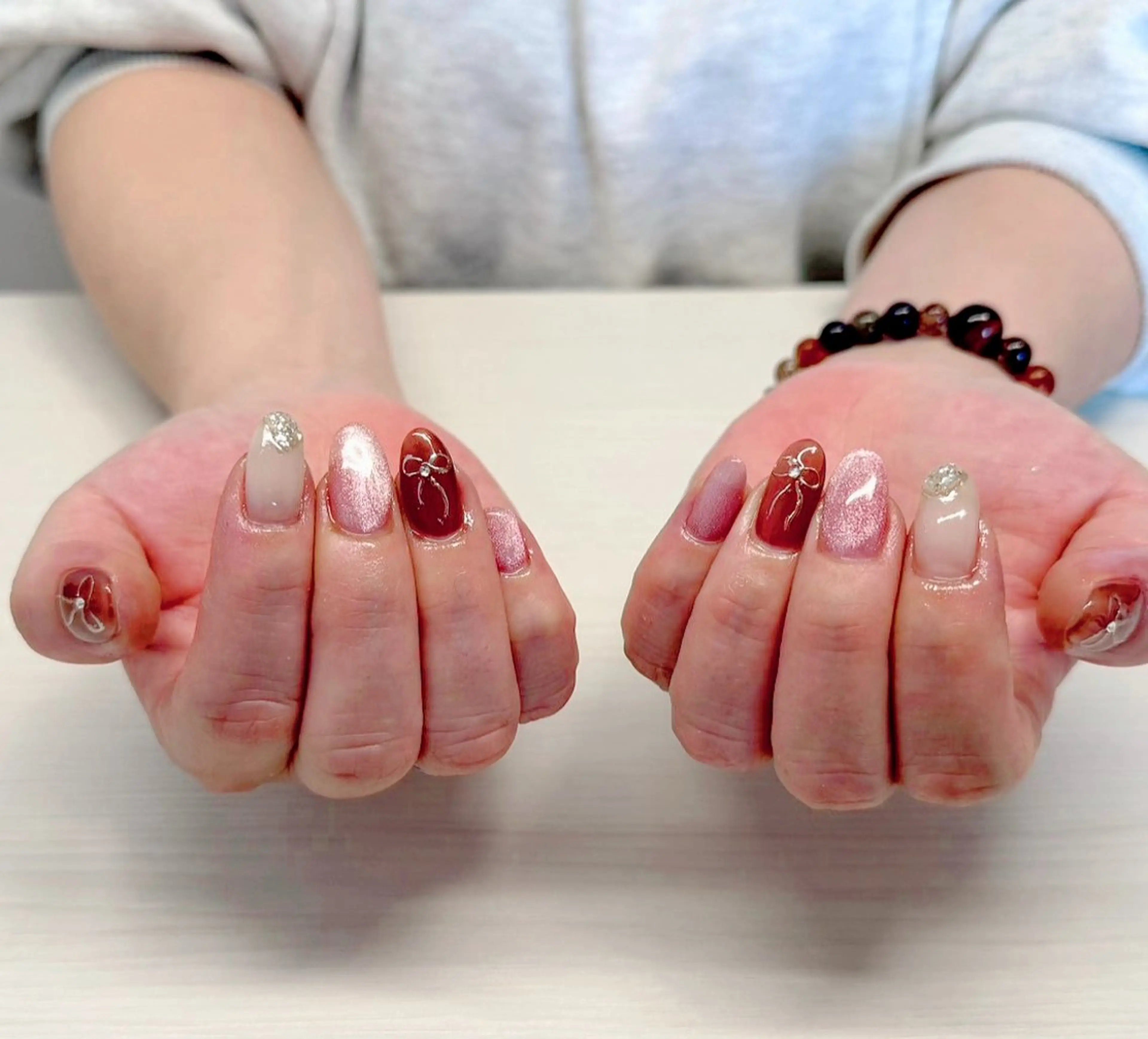 ネイル ロングネイル リボン ショートネイル nail salon kicchiのネイルデザイン