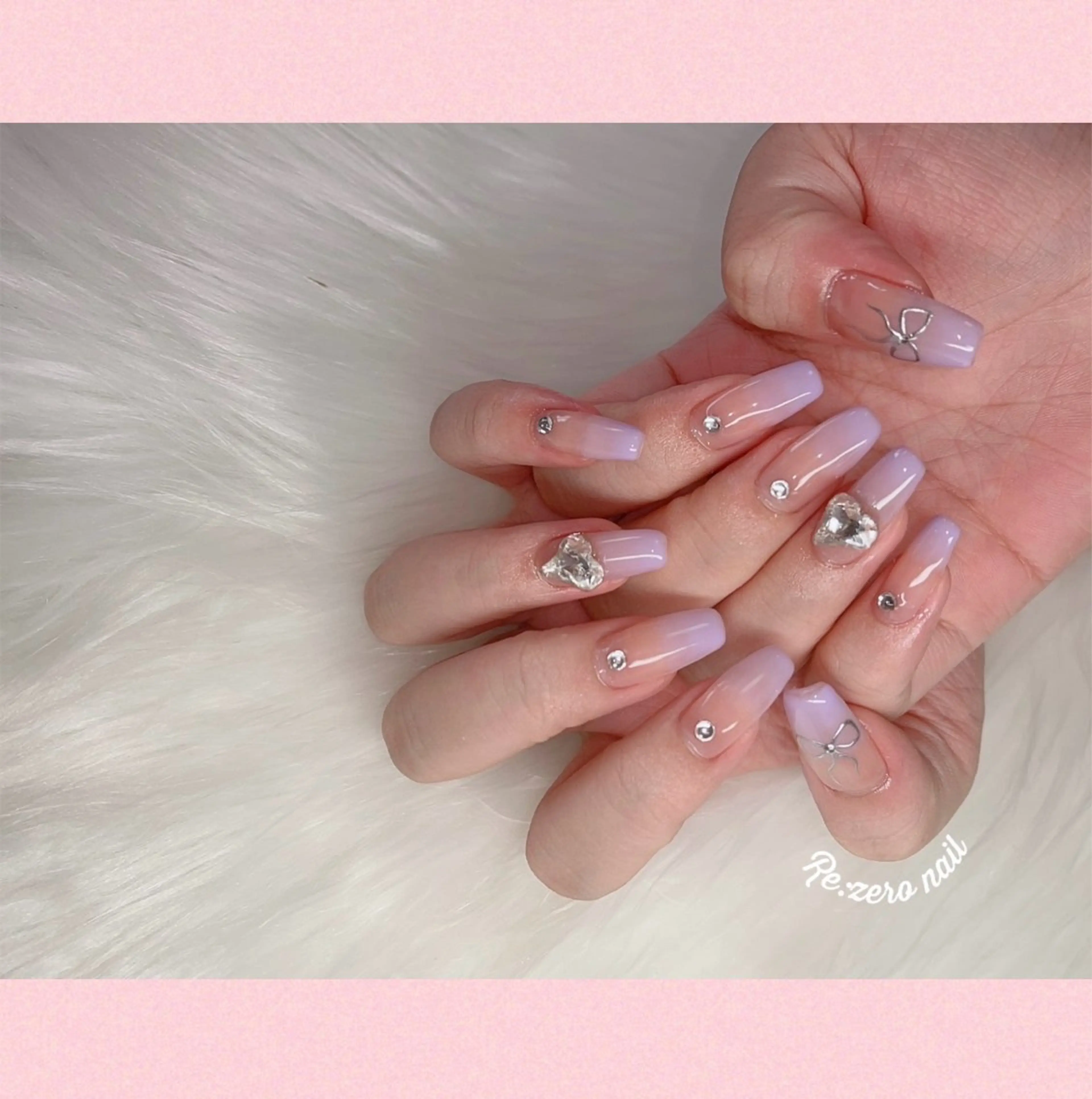 ネイル アートネイル ハート リボン ハンドネイル Re:∅ nail /HIRAMOTOのネイルデザイン