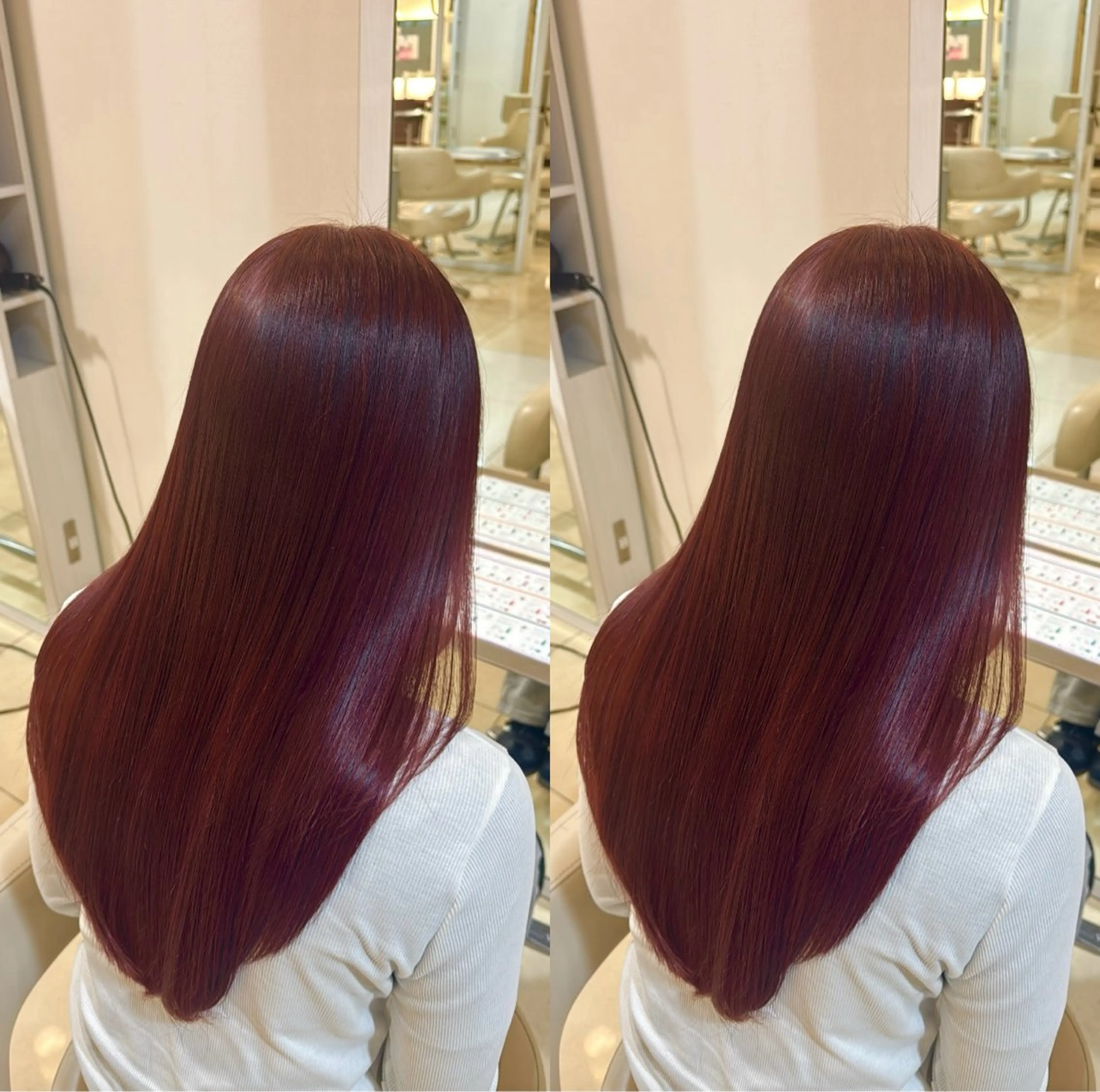 ロング カラー レッドカラー ヘアカラー トリートメント 🦋ICONIQ豊田 /艶髪/かおり🦋のヘアスタイル