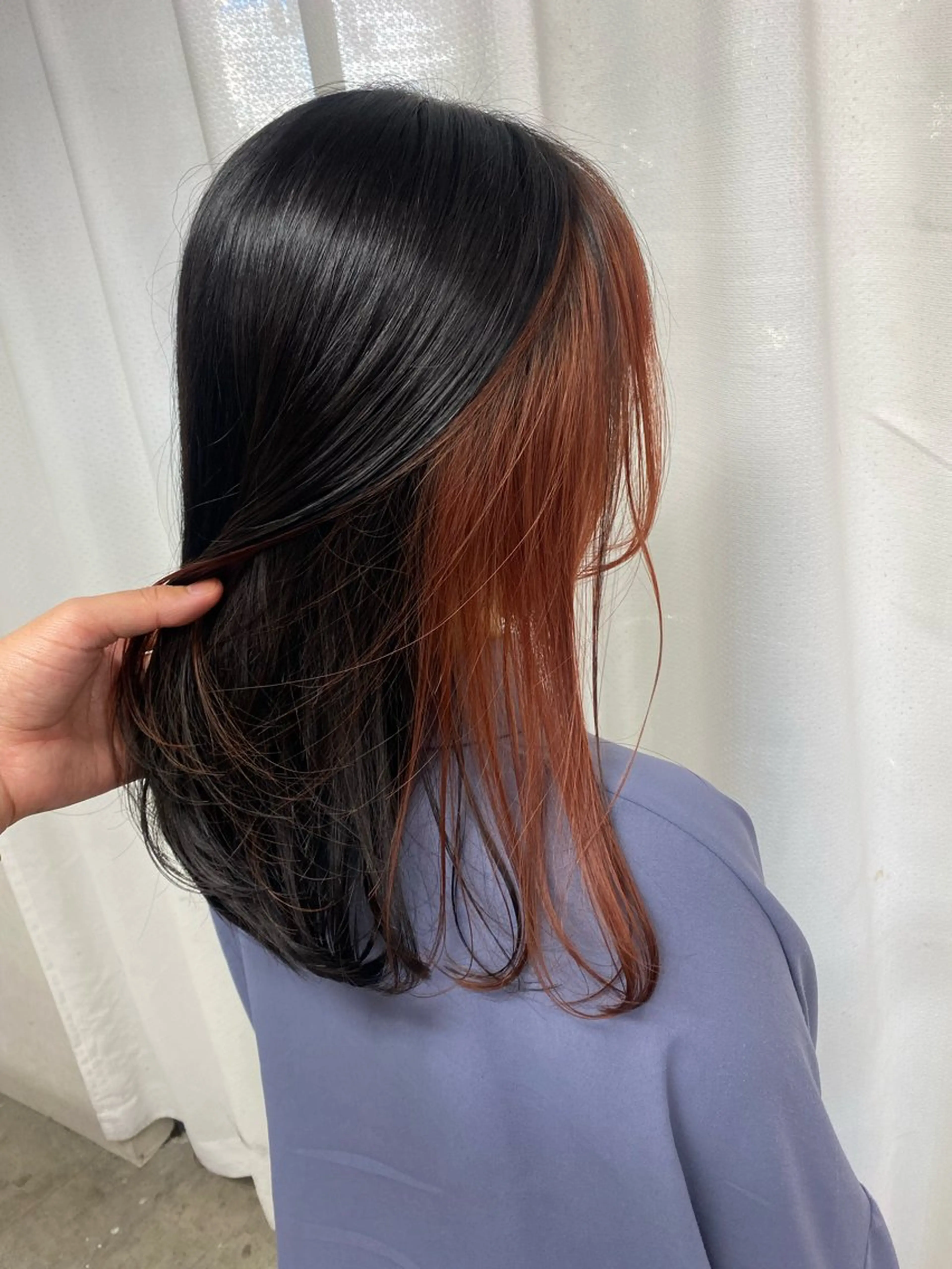 ミディアム カラー ヘアアレンジ インナーカラー オレンジ カット ヘアカラー トリートメント 年間1500人担当 代表　南一路のヘアスタイル