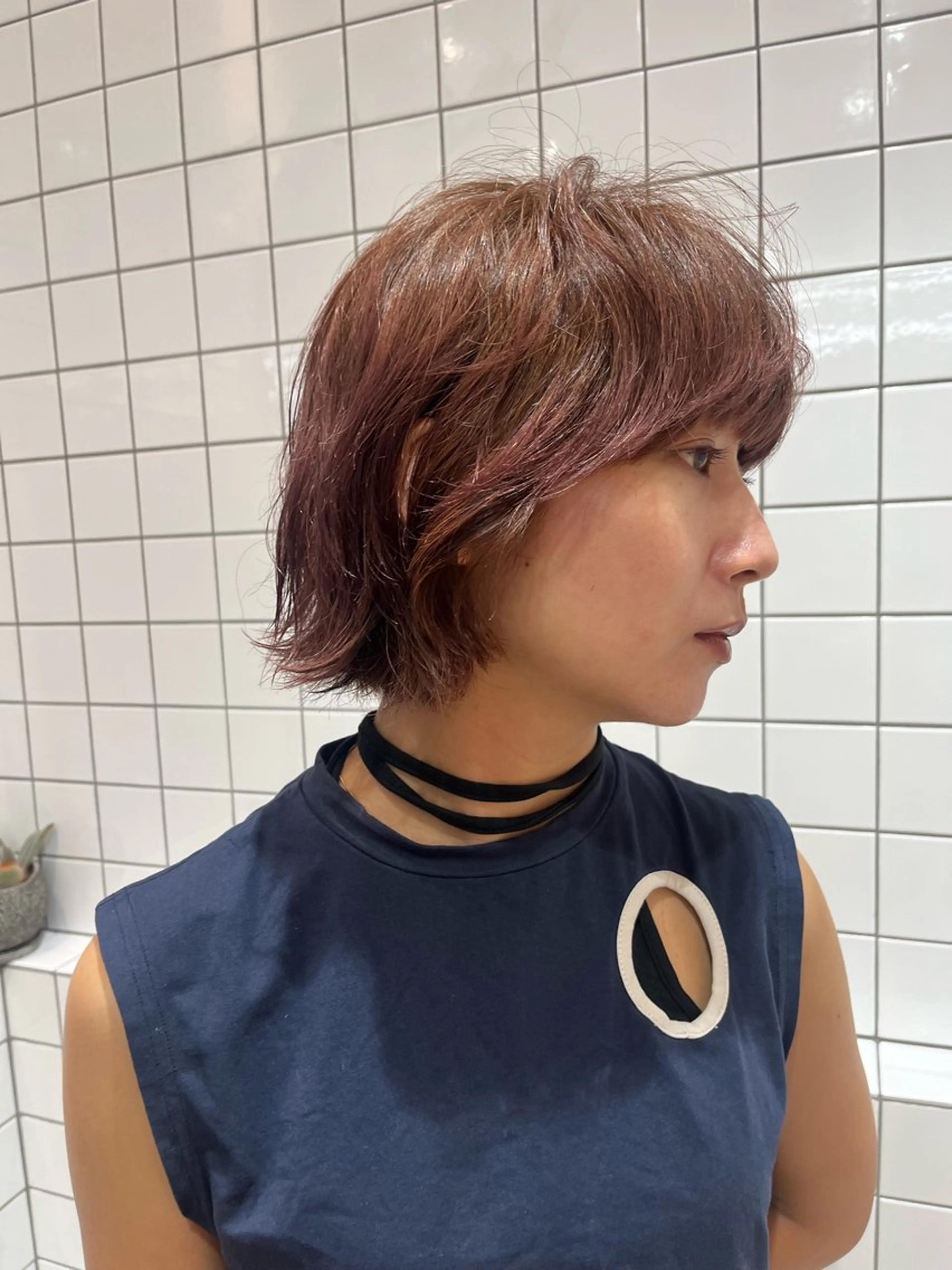 ショート カラー パーマ ボブパーマ/パーマ ウルフパーマのヘアスタイル