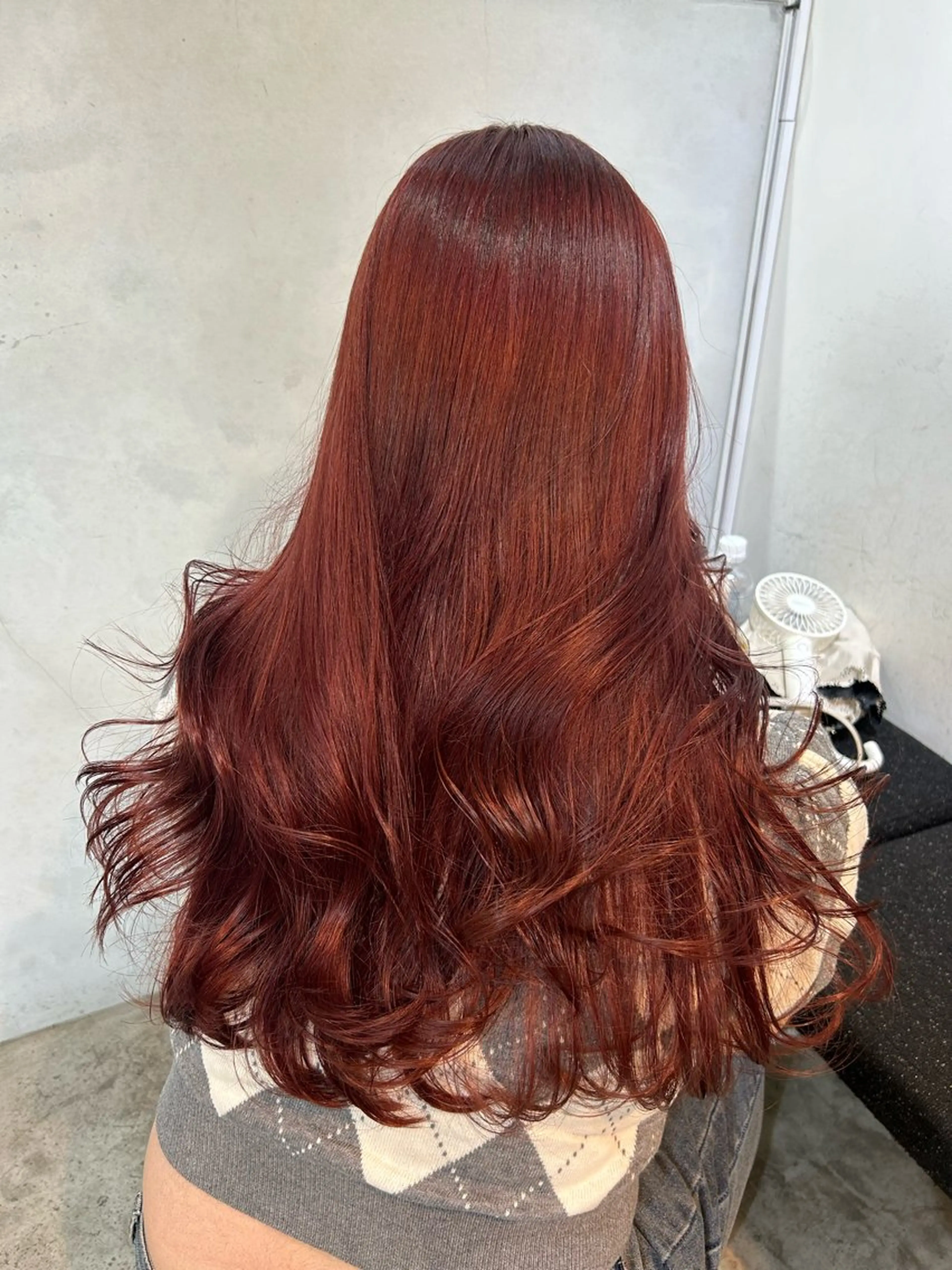 ロング カラー レッドカラー カット ヘアカラー 🧸艶々韓国ヘア 🧁mizunaのヘアスタイル