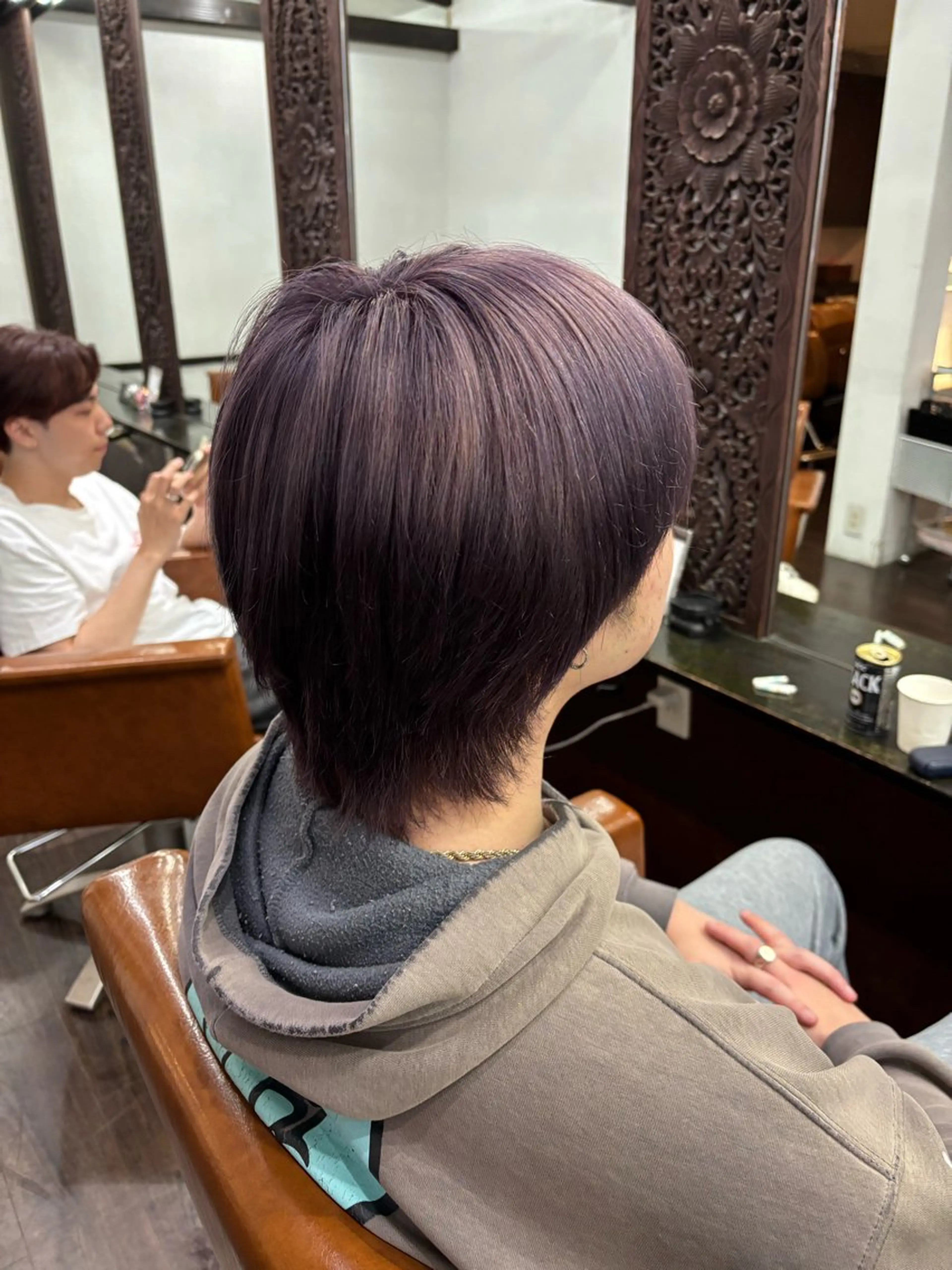 ショート カラー メンズ 透明感カラー ラベンダーカラー ラベンダーグレー シルバー ヘアカラー トリートメント chouchou所属・本間友也/白髪ぼかし /ハイトーンのヘアスタイル