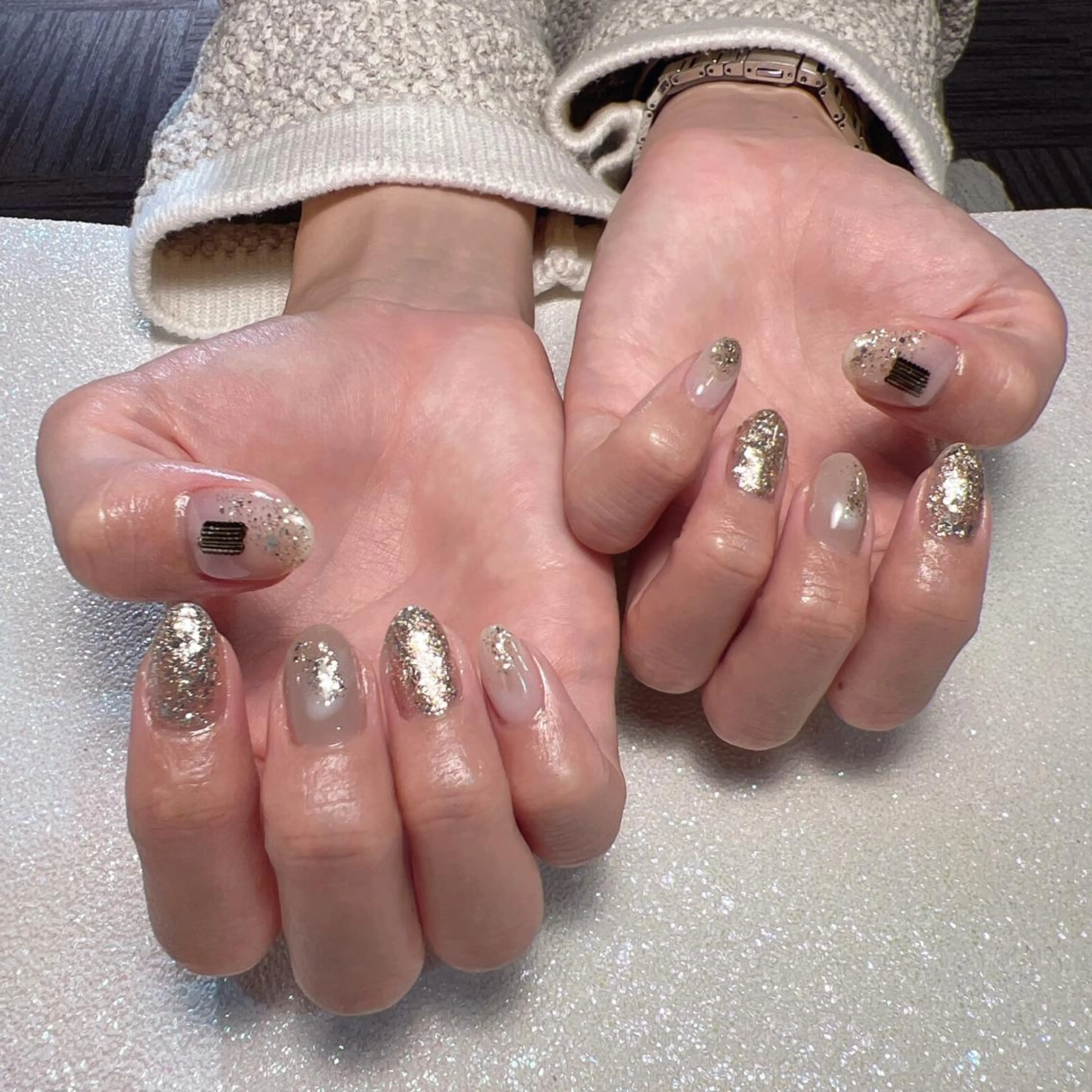 ネイル フラッシュネイル フレンチネイル ガラスフレンチ グラデーション 氷ネイル・うるうるネイル You&Me Yukiのネイルデザイン