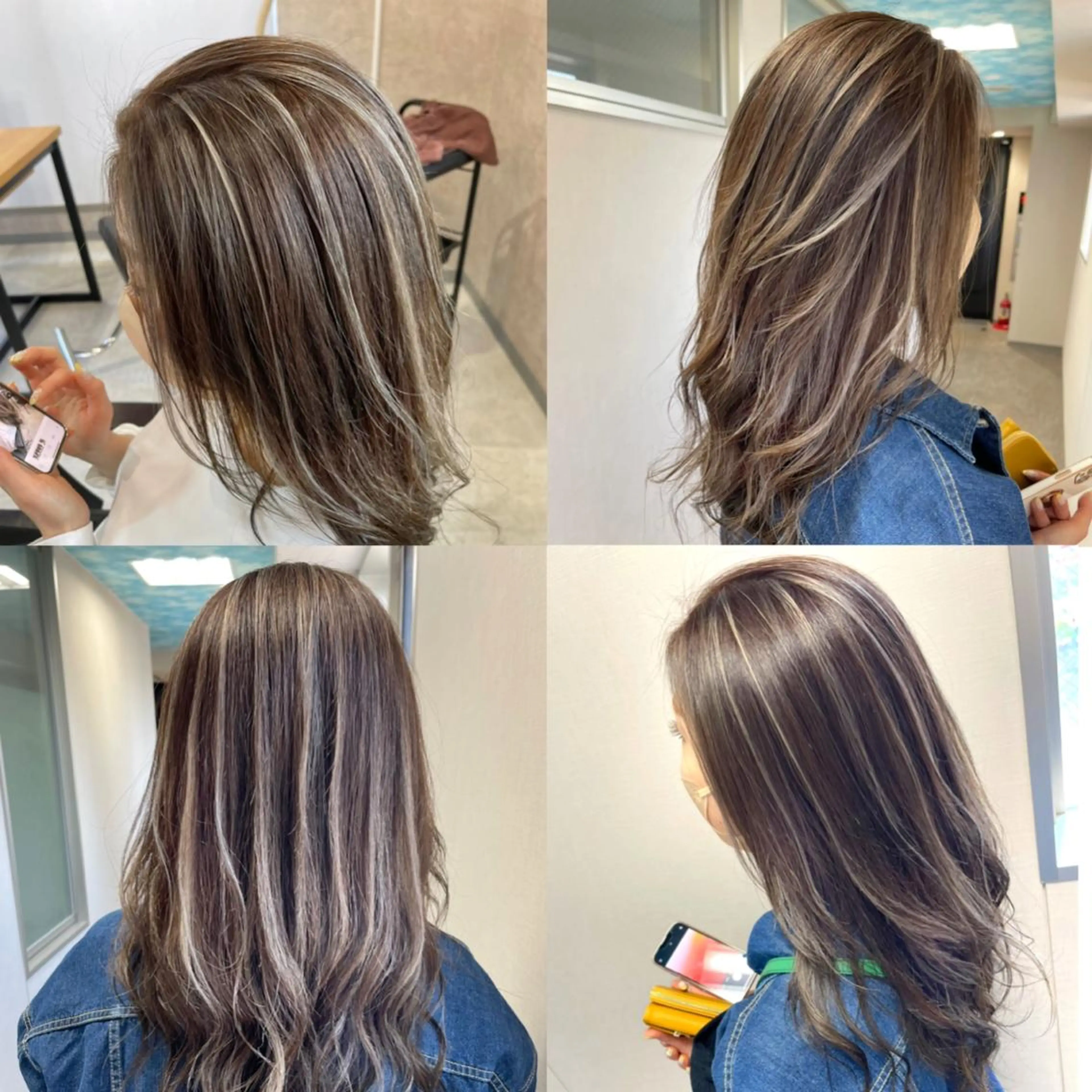 セミロング カラー ヘアアレンジ ハイライトカラー ハイライト カット ヘアカラー 松井那津子 /ハイライトブリーチのヘアスタイル