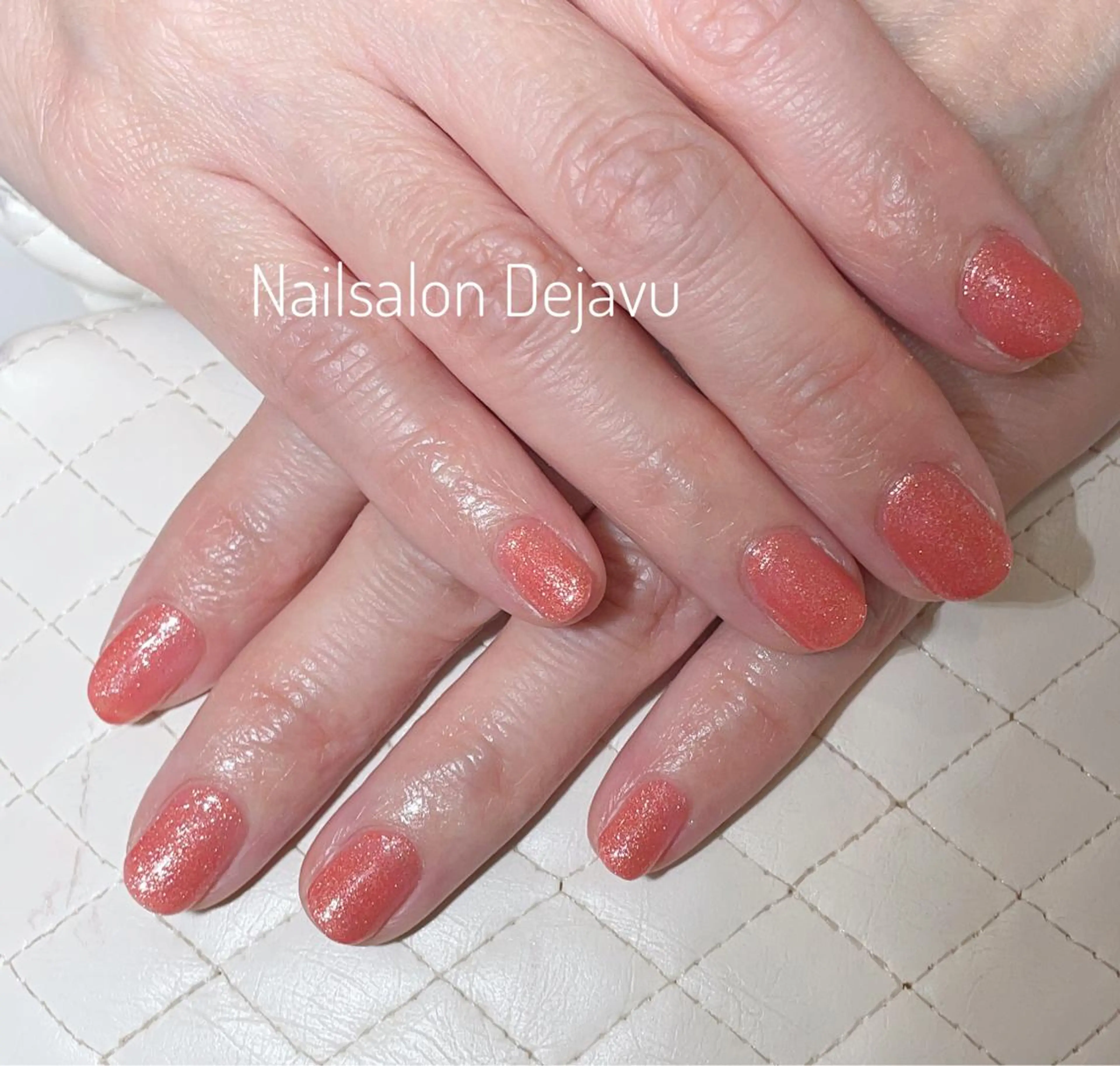 ネイル アートネイル ジェルネイル ラメ(グリッター) ワンカラーネイル オレンジ ハンドネイル Dejavu所属・Nail salon Dejavu 🌿のネイルデザイン