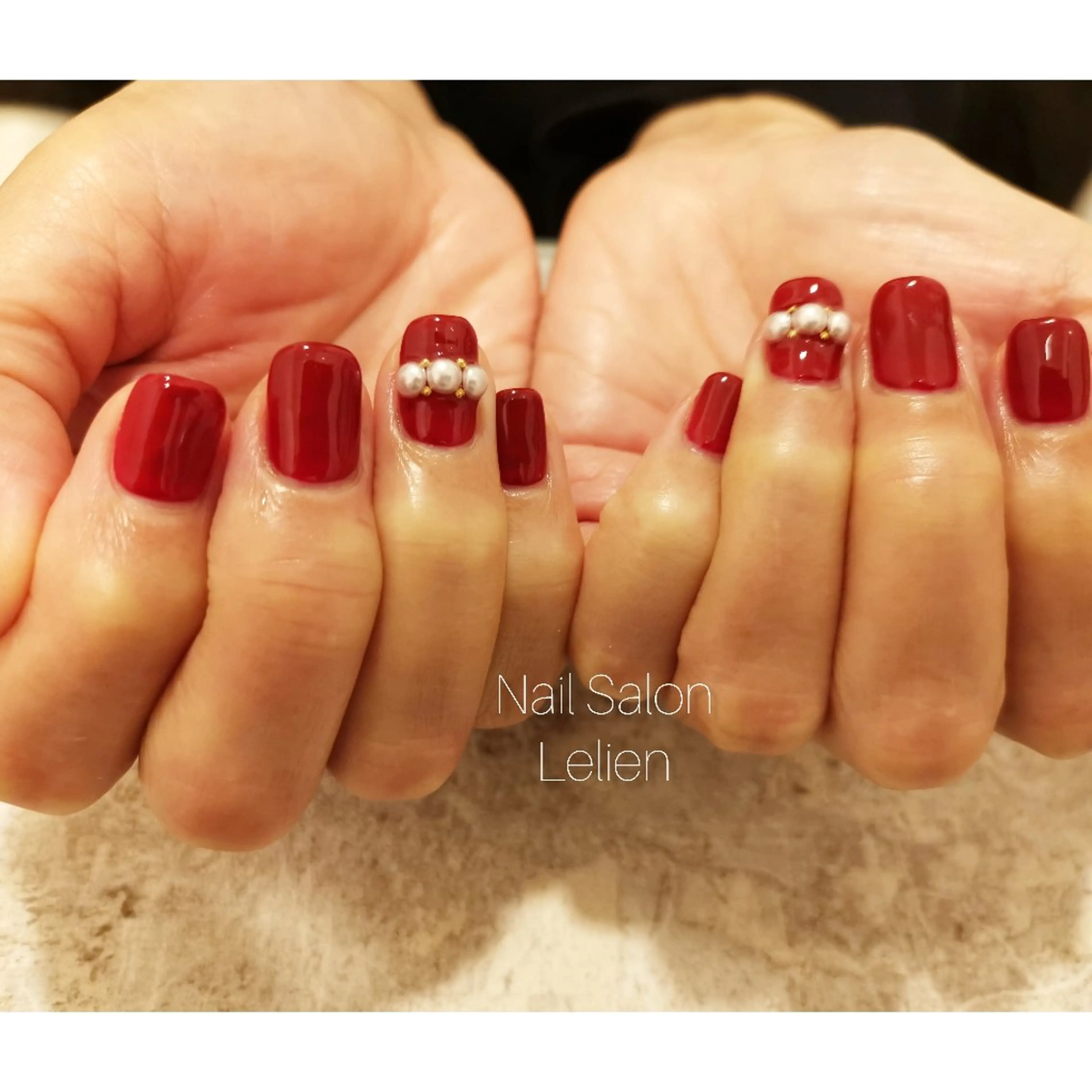 ネイル ボルドー ゴールド ハンドネイル 人気エリア💖完全個室【ルリエ】所属・ネイルサロン Lelienルリエのネイルデザイン