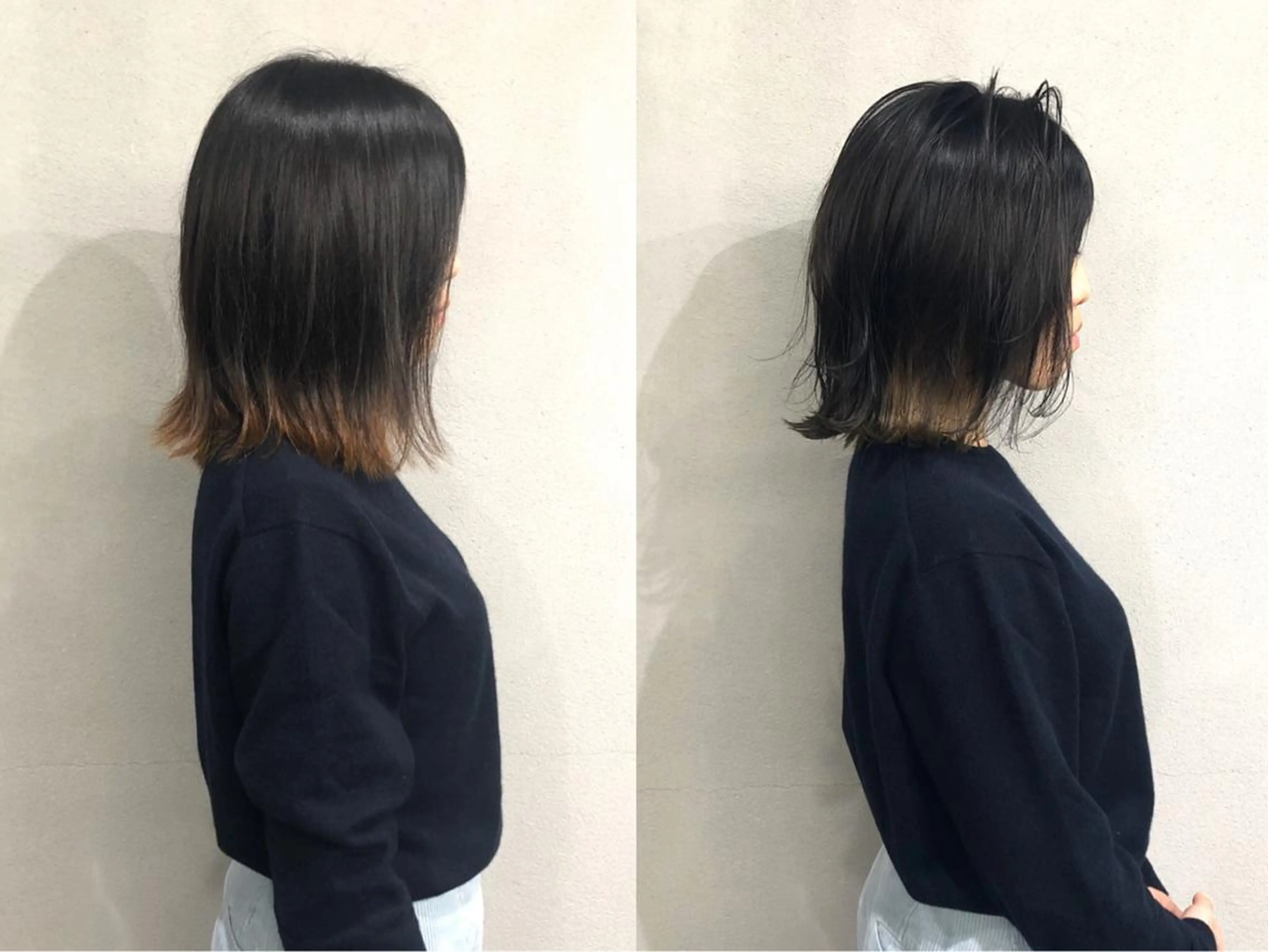 ミディアム カラー 切りっぱなしボブ インナーカラー ボブ ボブ/ショート/ 白髪染め/メンズ葛西のヘアスタイル