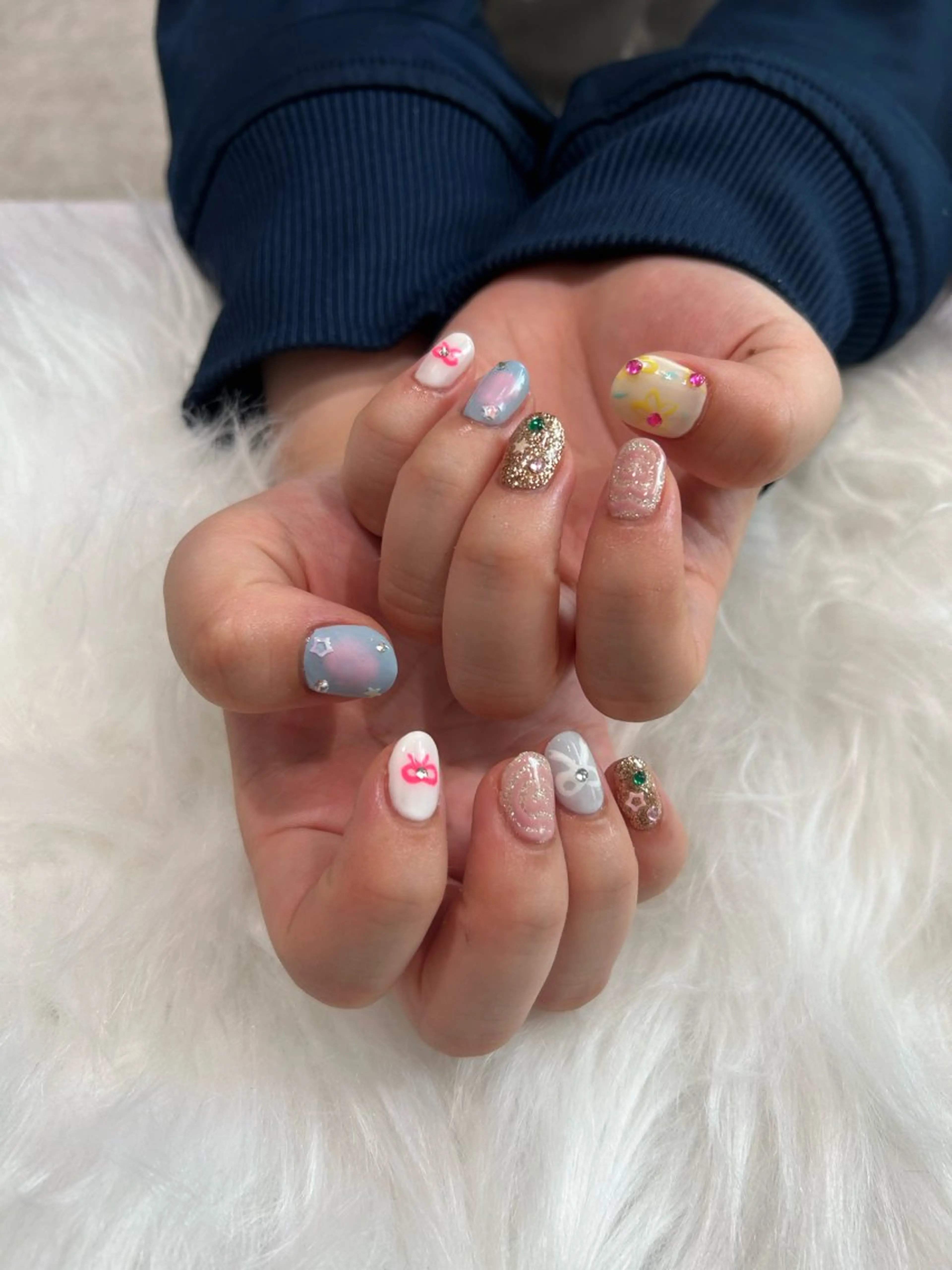 ネイル 成人式 長さ出し 韓国ネイル ショートネイル ハンドネイル ♡ハイトーン★ ネイル/しの♡のヘアスタイル