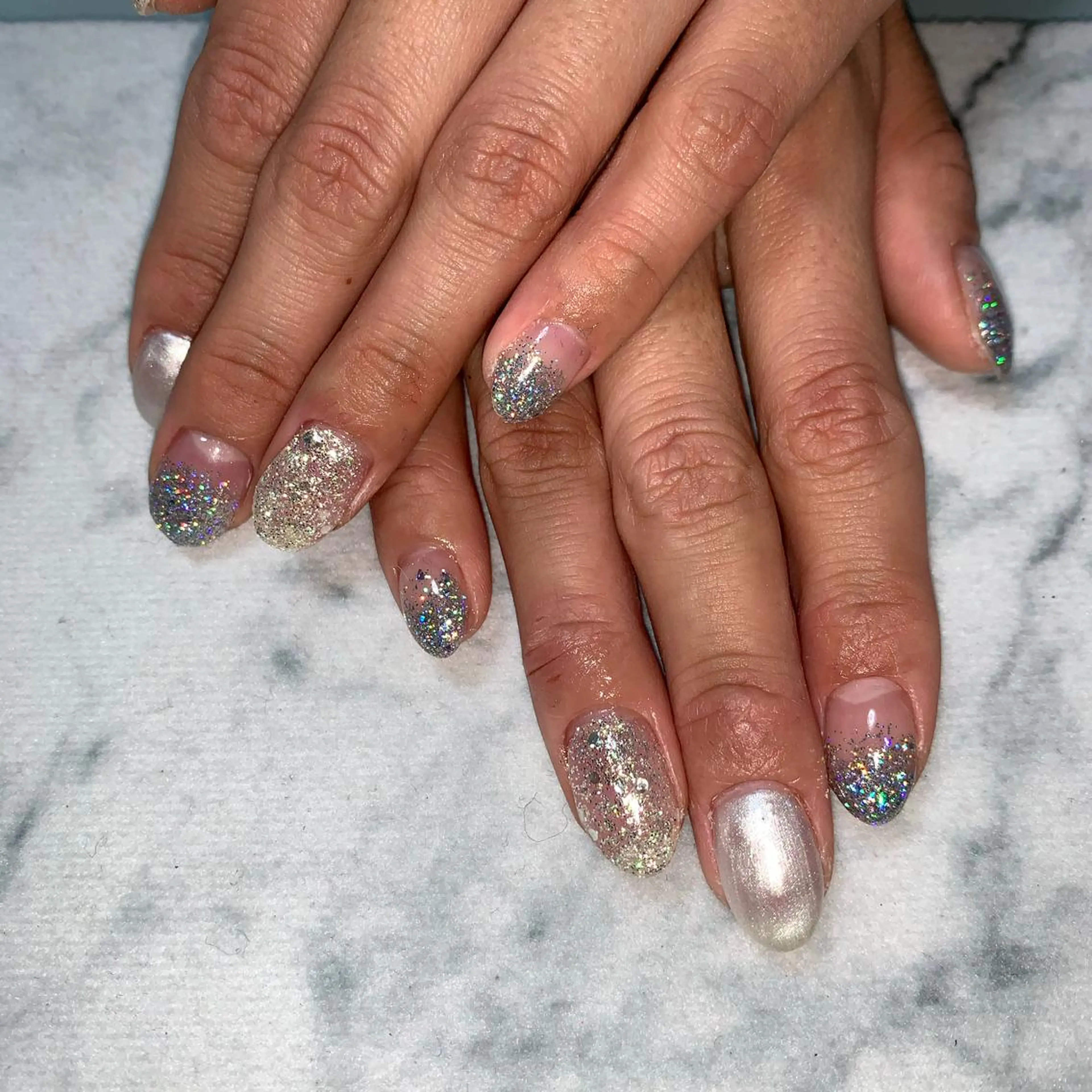 ネイル ラメ(グリッター) ラメグラデーション 🌙🫧CHARME (RUKA)🦋🫧のネイルデザイン