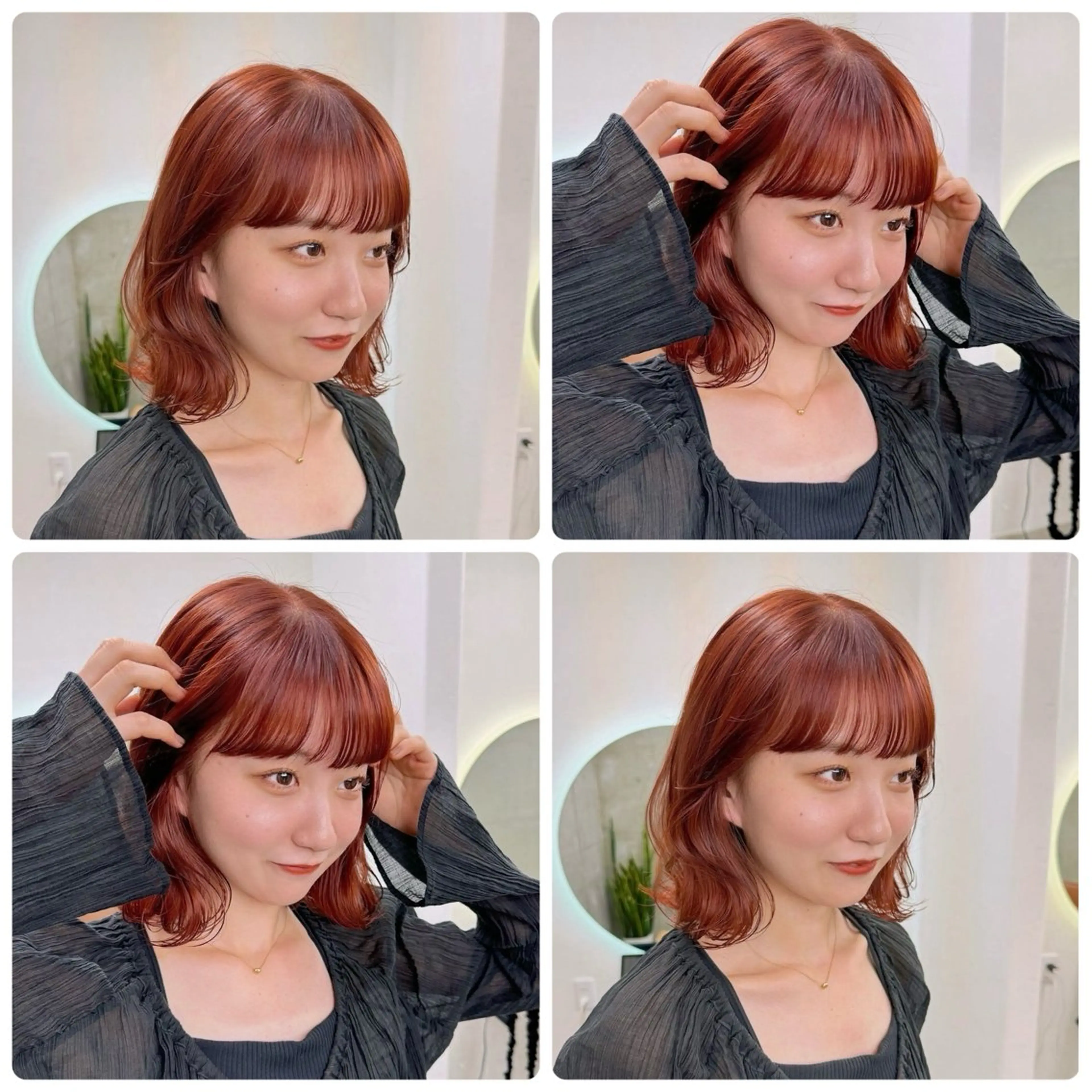 ミディアム カラー 暖色/ダブルカラー/ オレンジ/まどか🍊のヘアスタイル