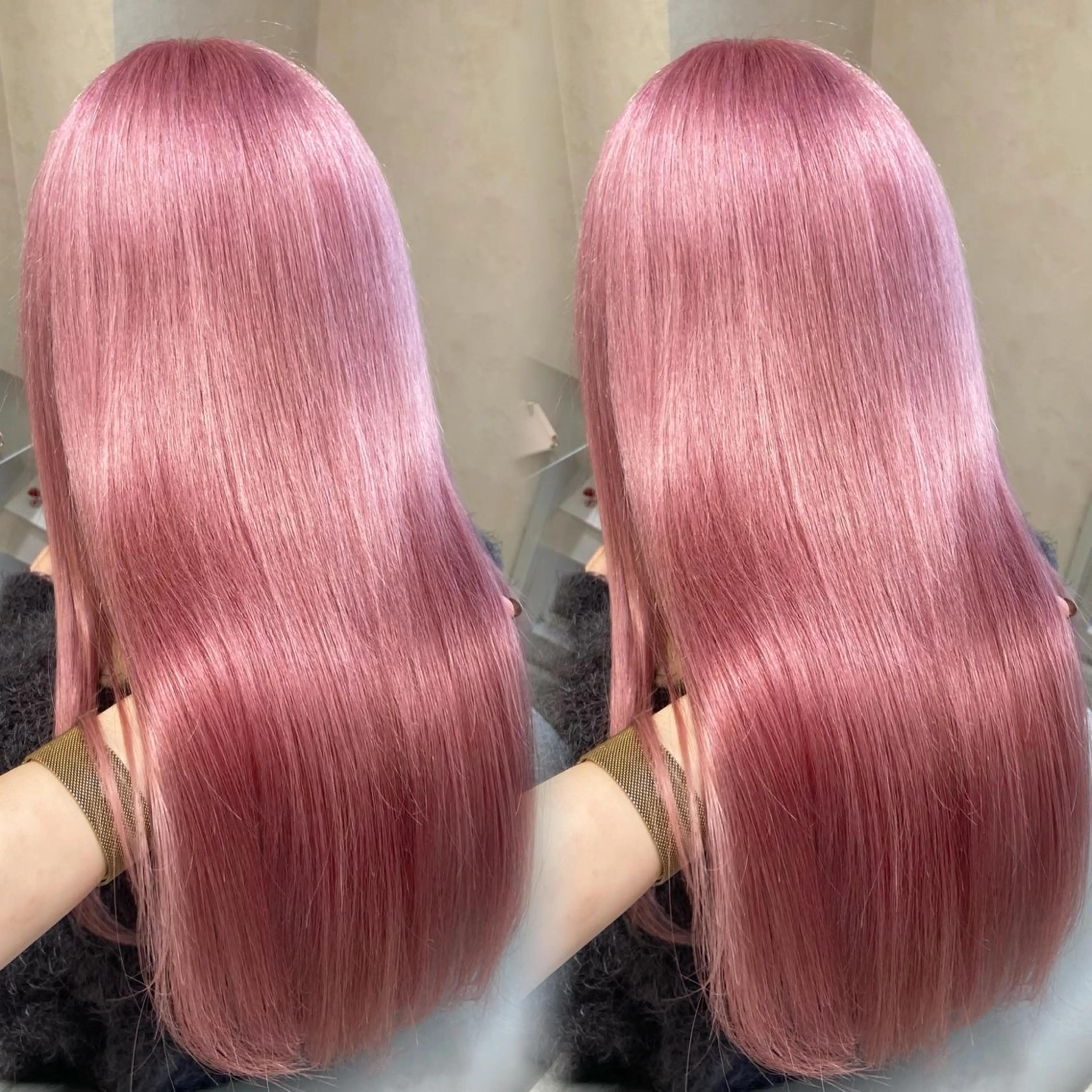 ロング カラー ブリーチ ケアブリーチ ダブルカラー ピンクカラー ホワイトピンク 新宿/韓国ヘア 中明度カラー/かやのヘアスタイル