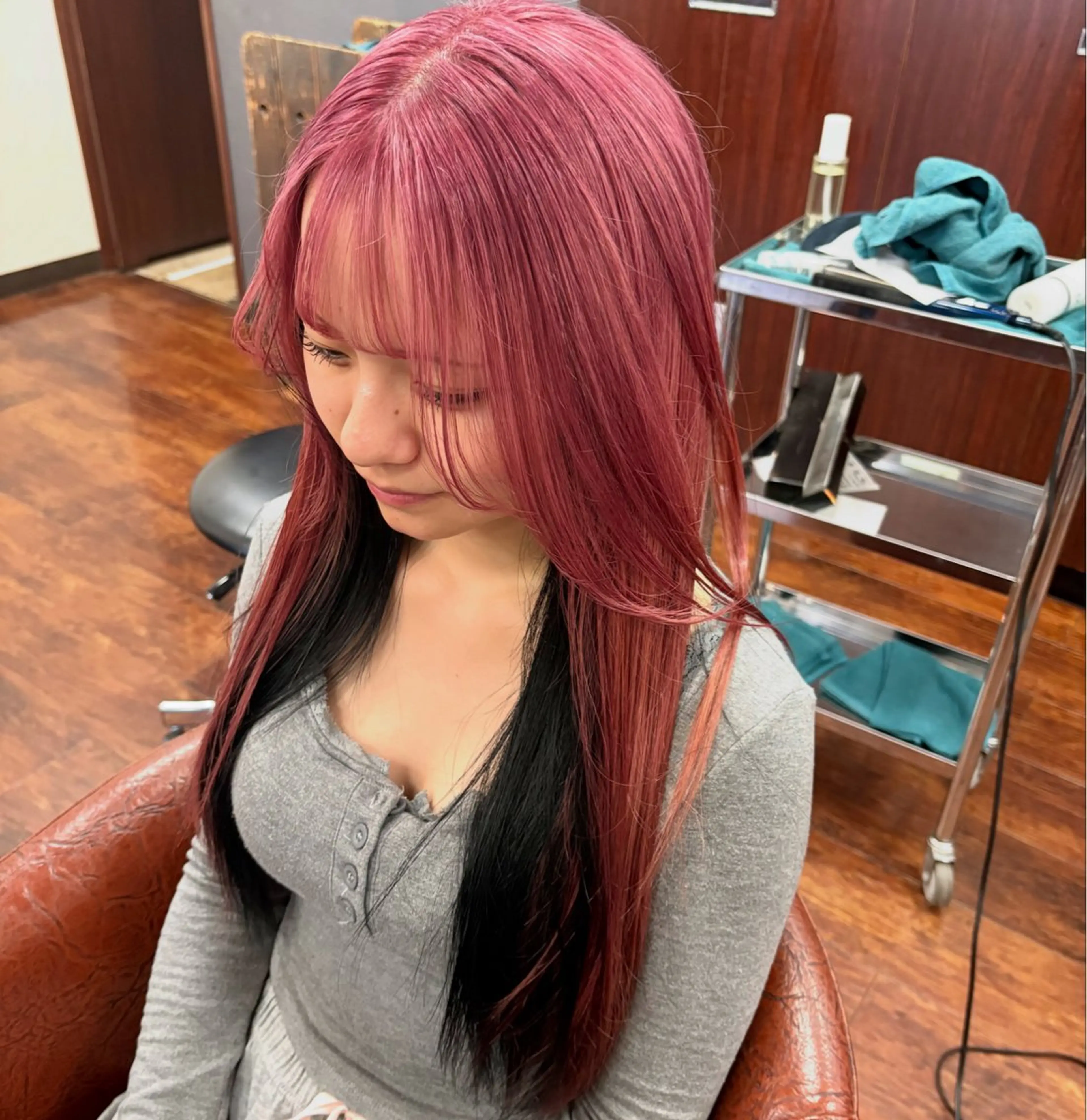 ロング カラー 黒髪 ピンクカラー ヘアカラー Rita hair make所属・春日 涼太のヘアスタイル