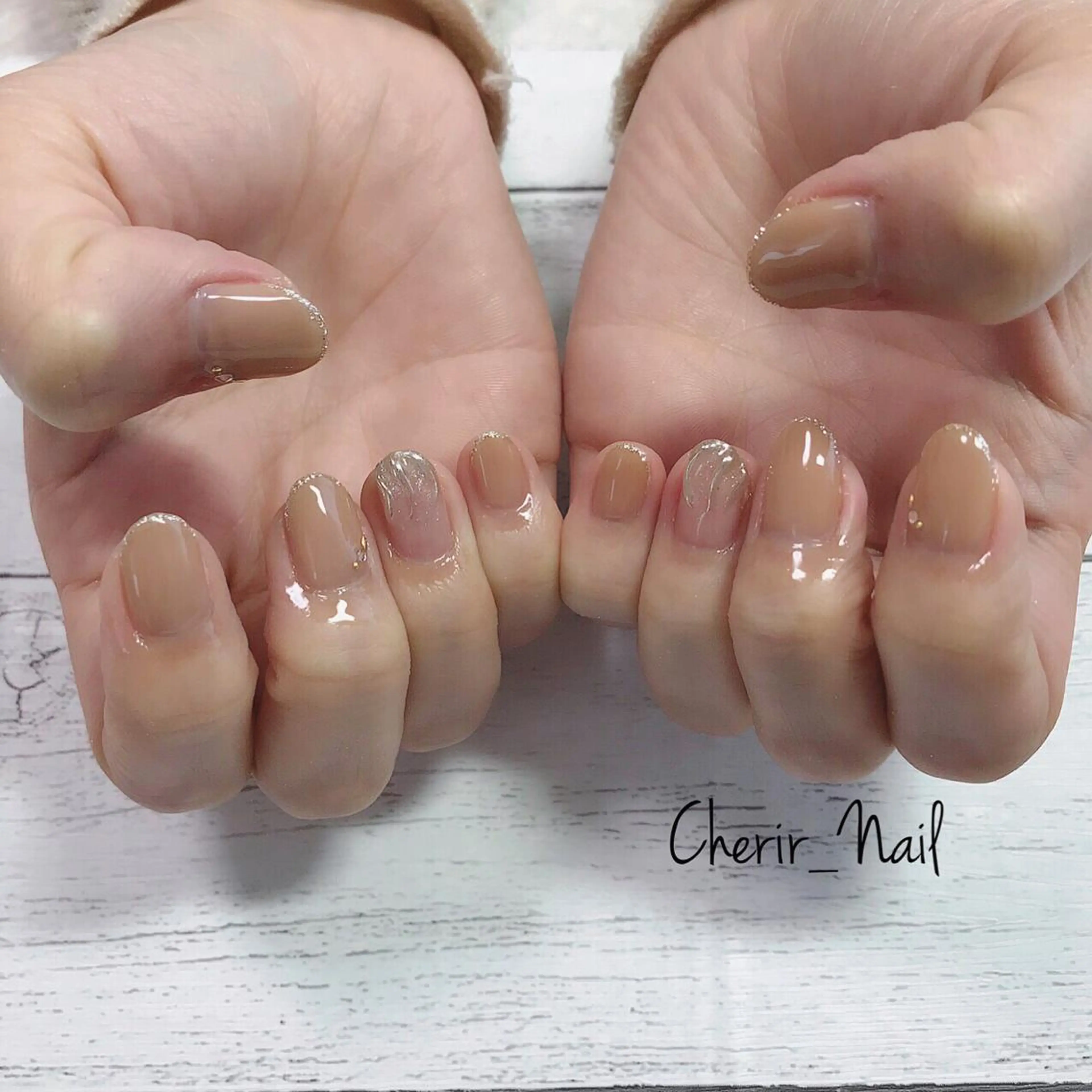 ネイル アートネイル ニュアンスネイル ショートネイル シンプルネイル Cherirnail kaoriのネイルデザイン