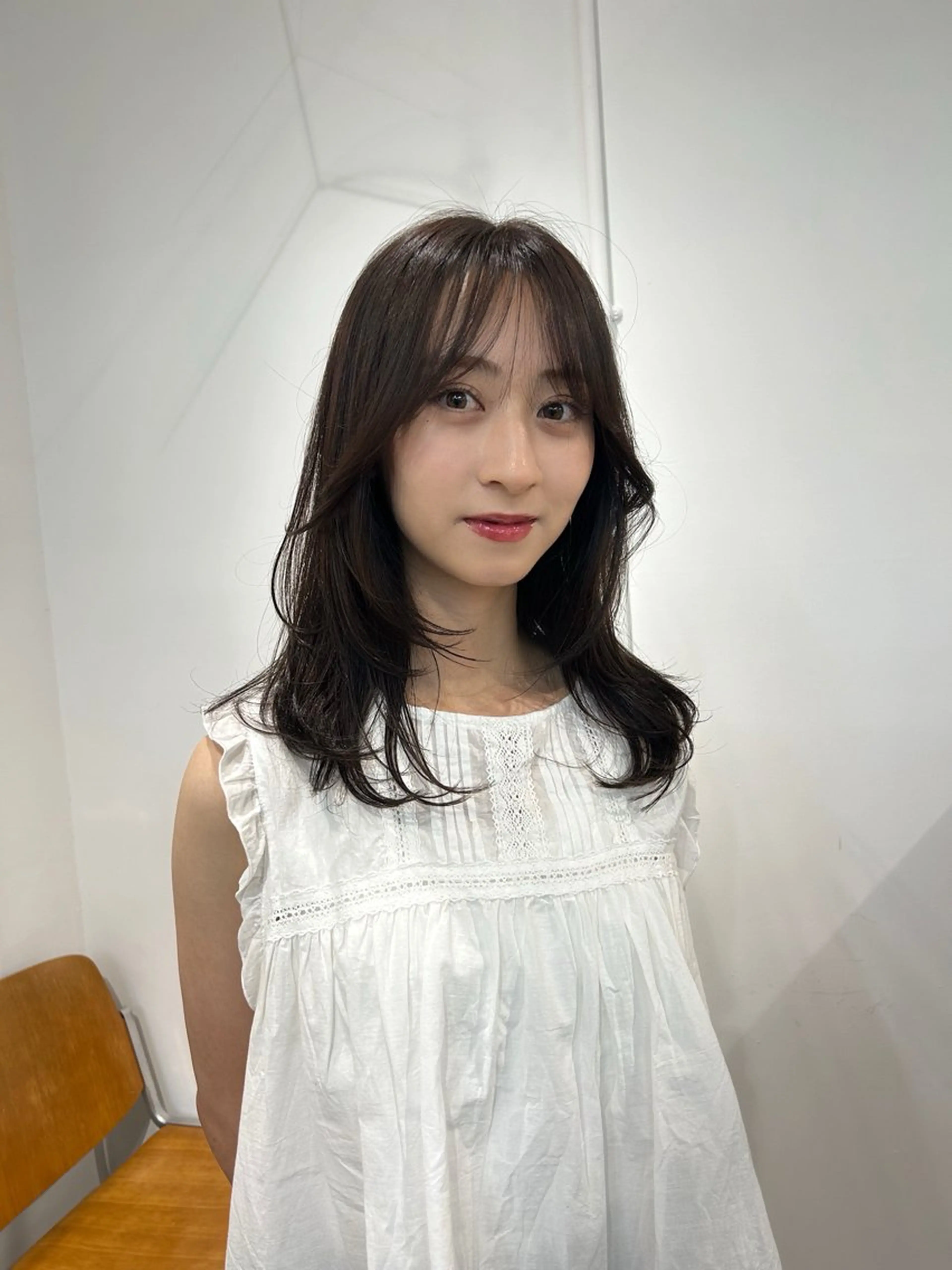 セミロング 顔まわりレイヤー 顔周りカット 韓国風ヘア レイヤーカット カット Terve. 水野 菜々香のヘアスタイル