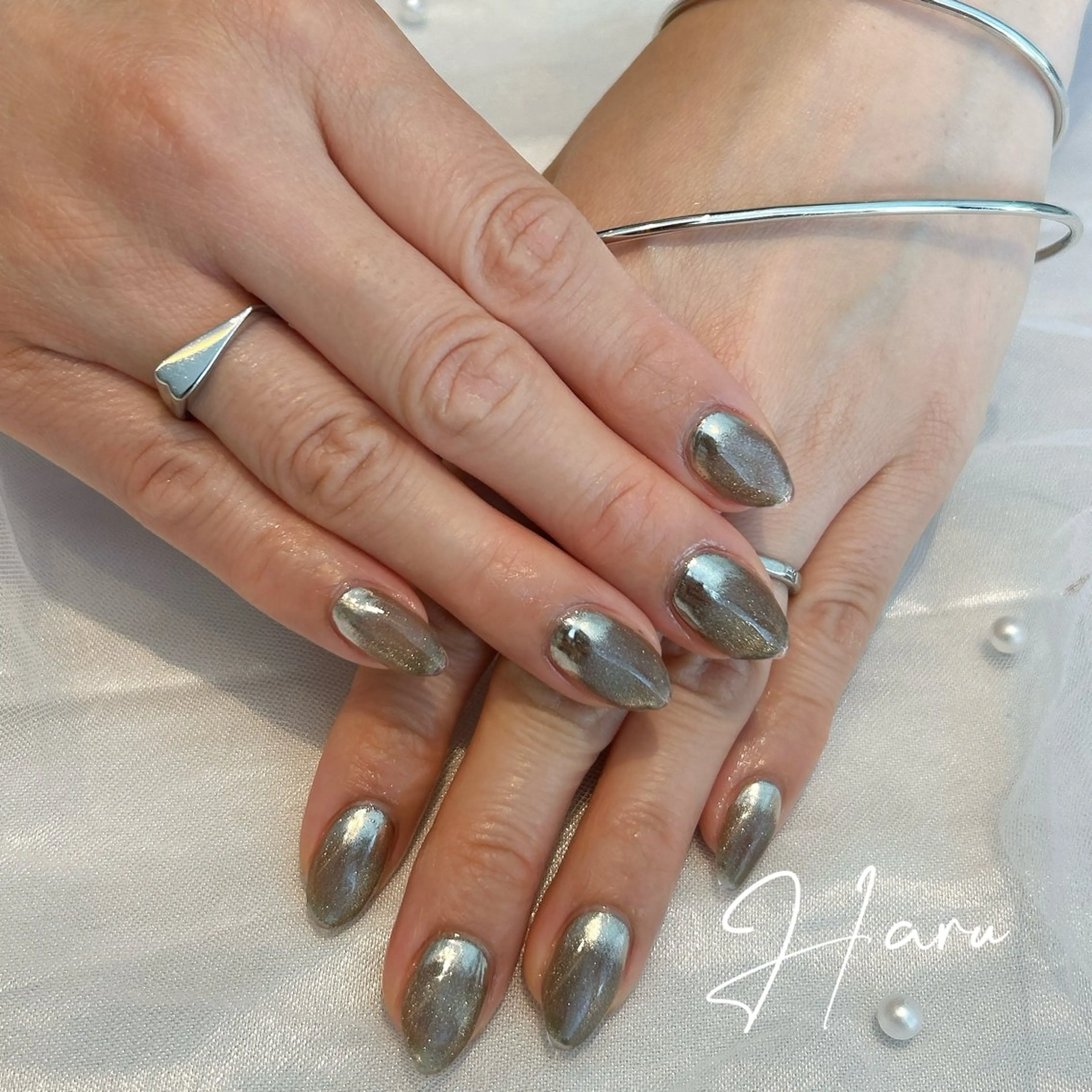 ネイル クリアネイル マグネットネイル ミラーネイル Haru .mのネイルデザイン