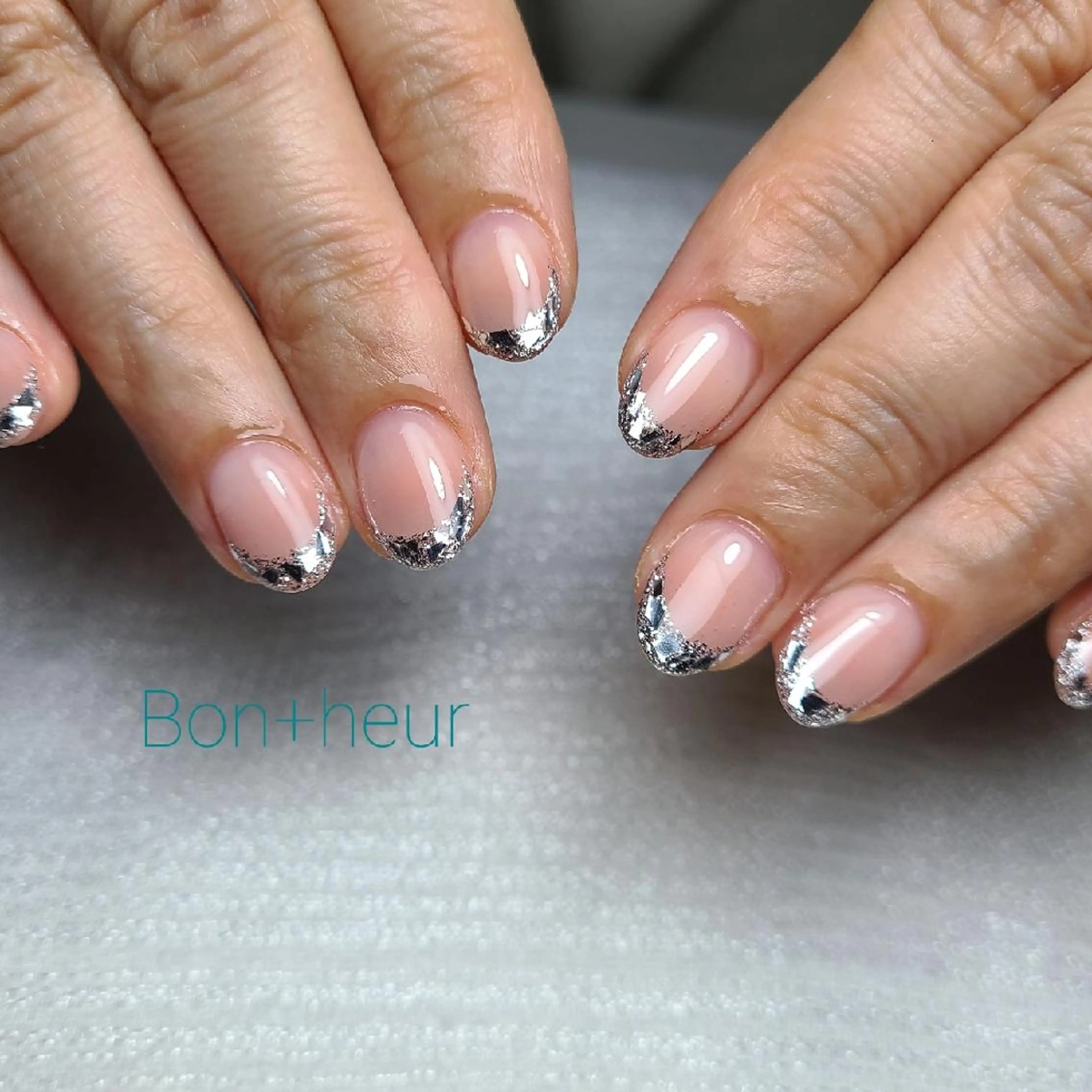 ネイル クリアネイル フレンチネイル ジェルネイル ガラスフレンチ 冬ネイル ハンドネイル 宮口 紗子のネイルデザイン