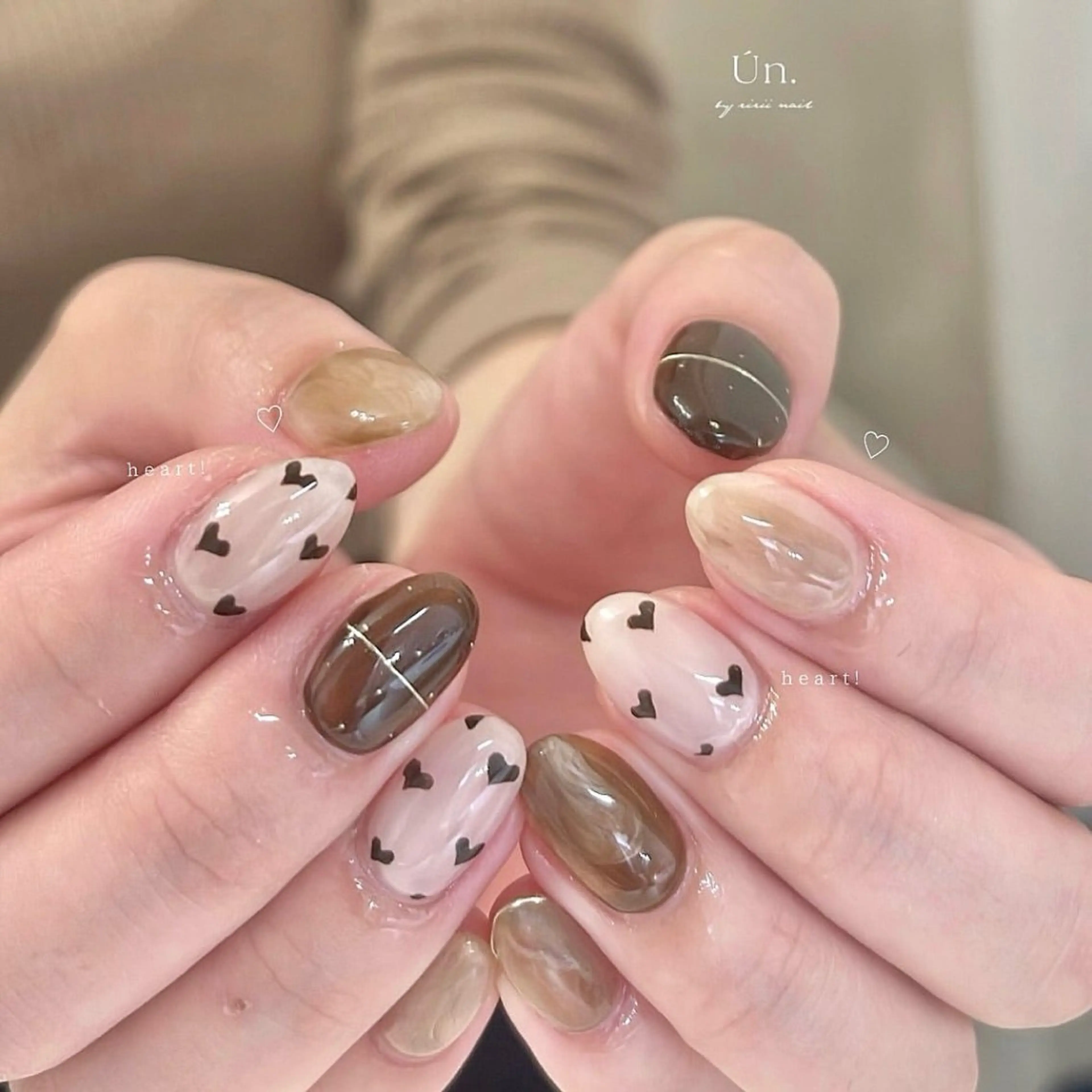 ネイル ハート ニュアンスネイル Un nail salon所属・Ún. 非対面ネイルサロンのネイルデザイン