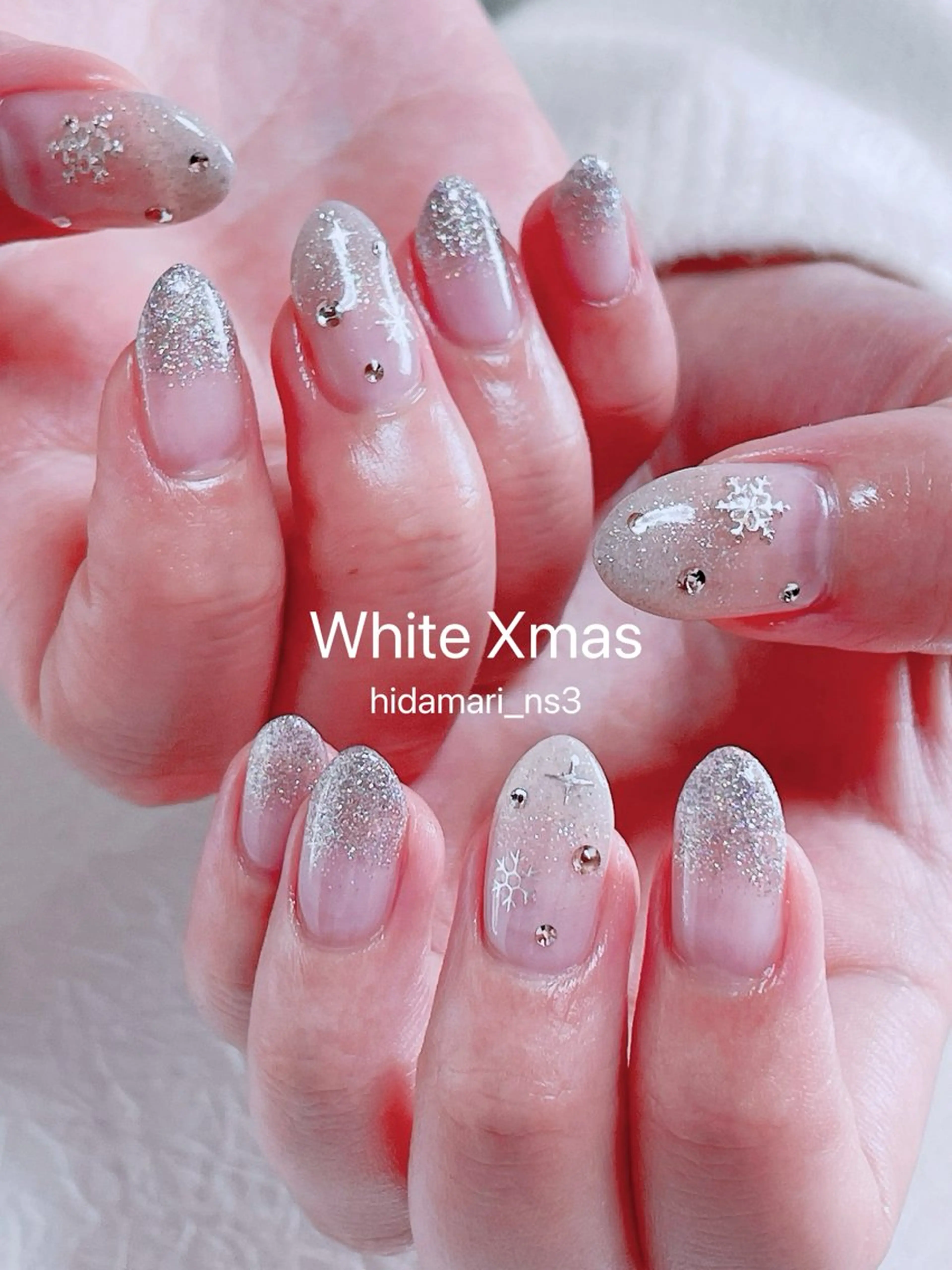 ネイル 持ち込み ホワイト 冬ネイル クリスマス ハンドネイル NailSalon ひだまりのネイルデザイン