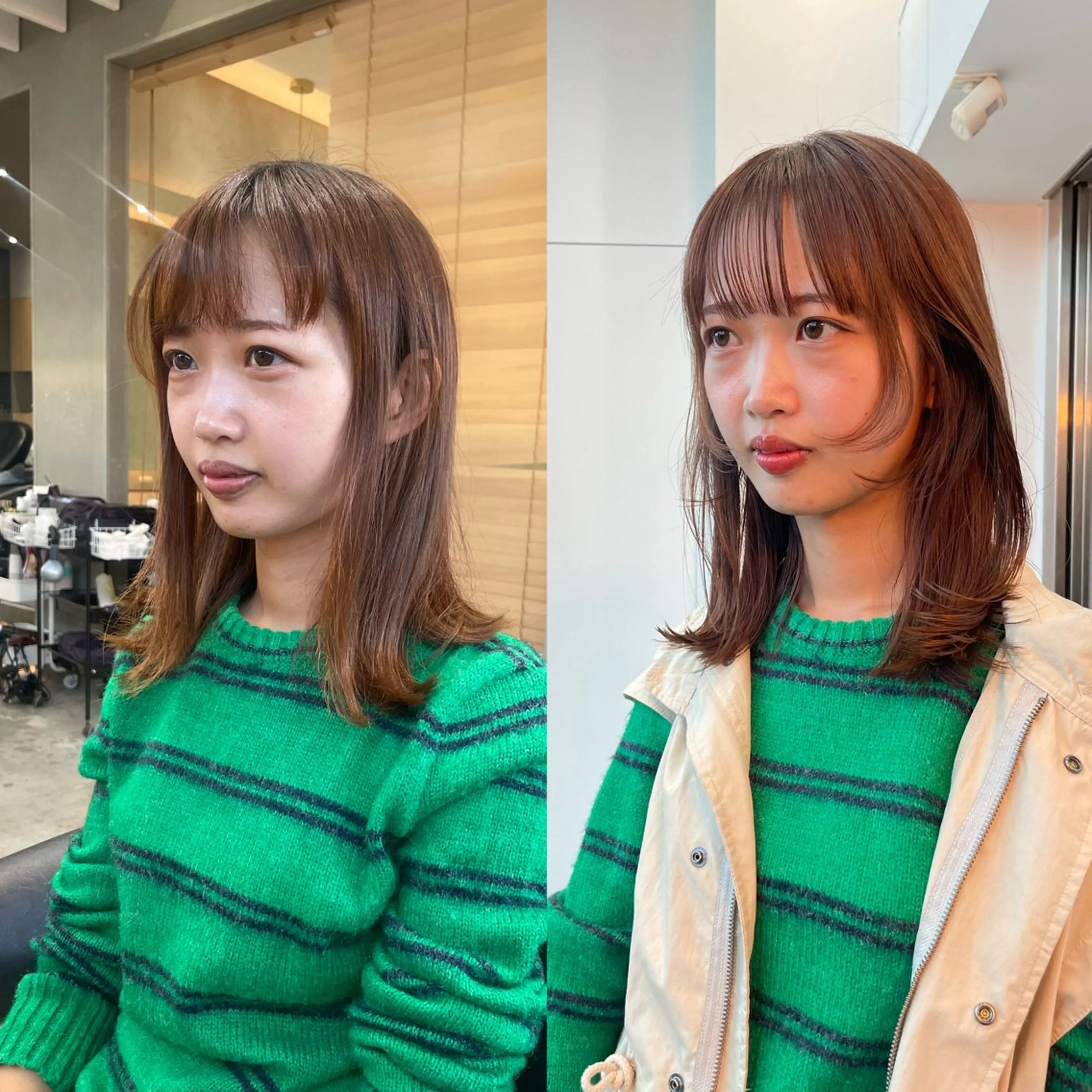 ミディアム カラー ブリーチ 顔周りカット 似合わせカット レイヤー/ブリーチ ♥️【木坂 桃歌】のヘアスタイル