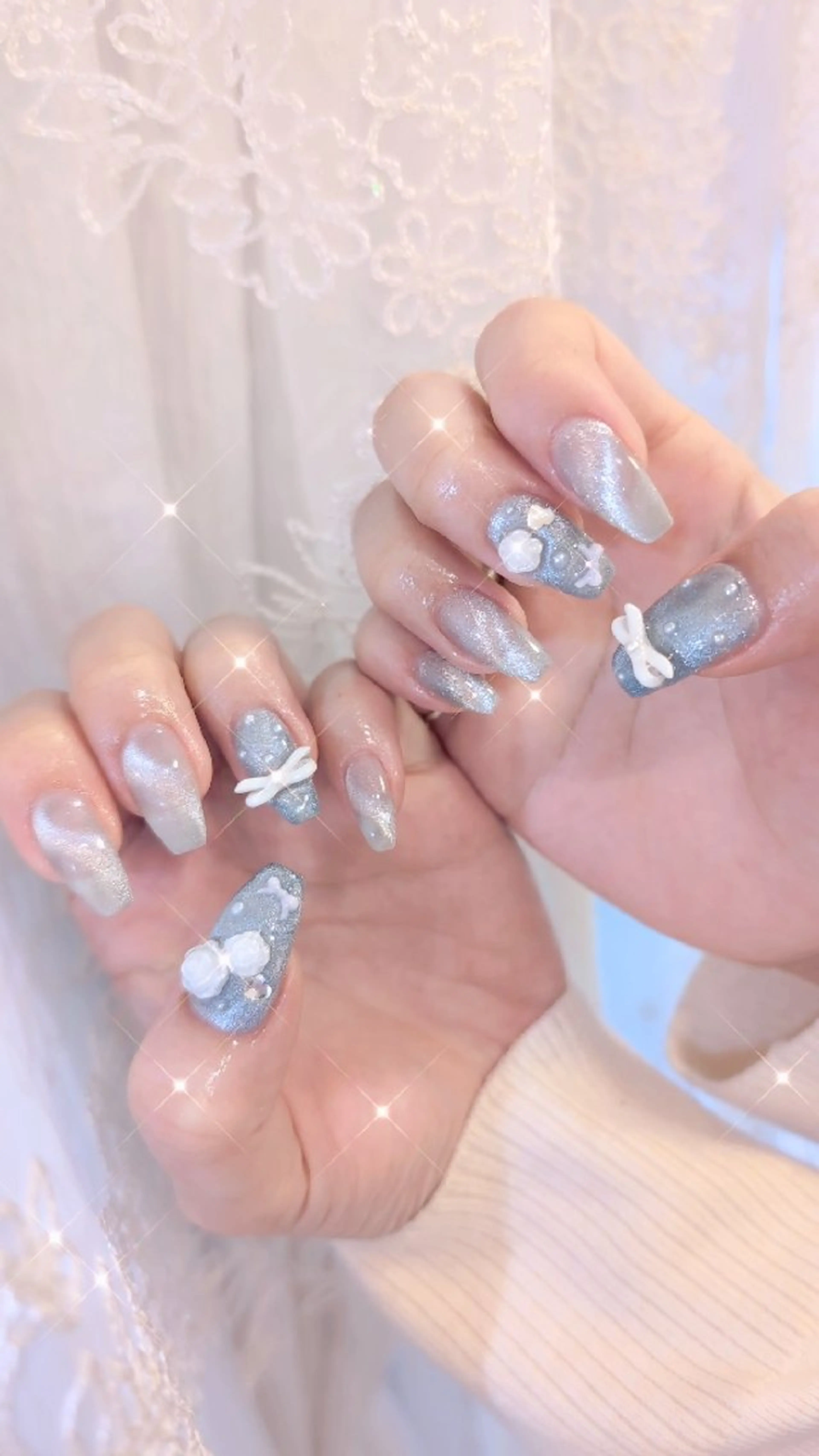 ネイル 長さ出し ジェルネイル 韓国ネイル マグネットネイル ニュアンスネイル ハンドネイル I LOVE ME  NAIL.｡.:*♡のネイルデザイン