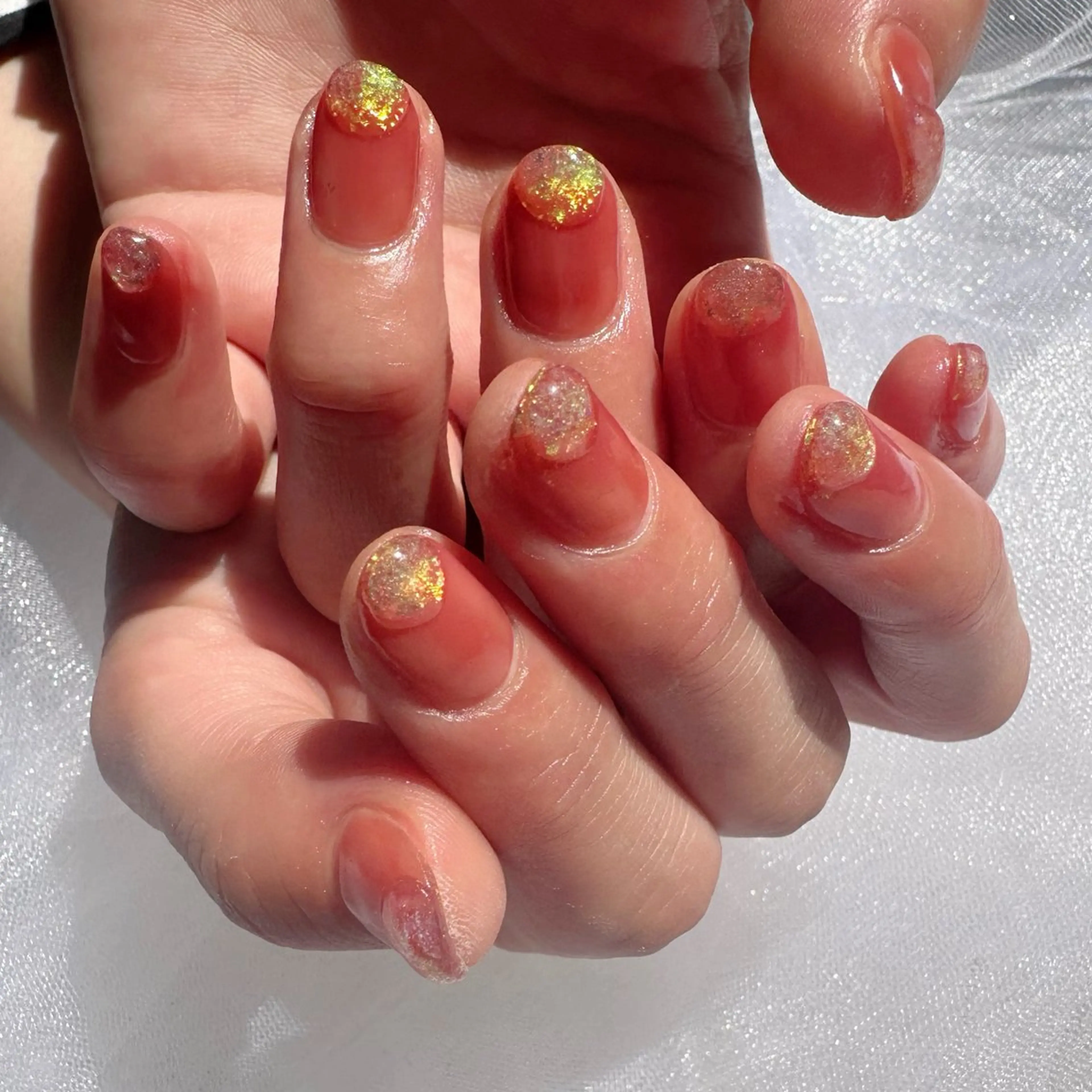 ネイル オーロラネイル クリアネイル 氷ネイル・うるうるネイル 韓国ネイル ニュアンスネイル 🪞KAPE NAIL 🪞のネイルデザイン