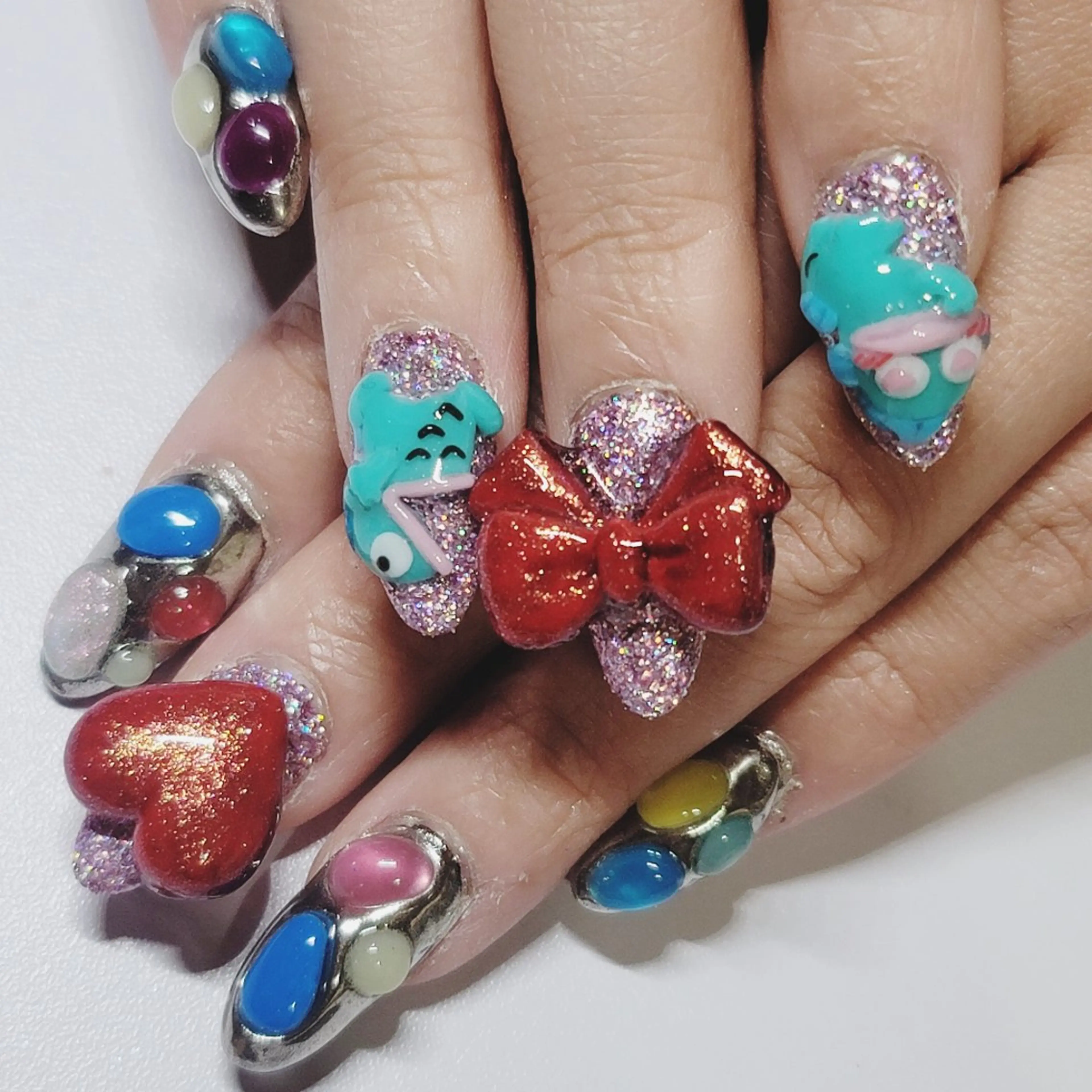 ネイル アートネイル オーロラネイル ハート ラメ(グリッター) ミラーネイル ハンドネイル よしだ ひろきのネイルデザイン