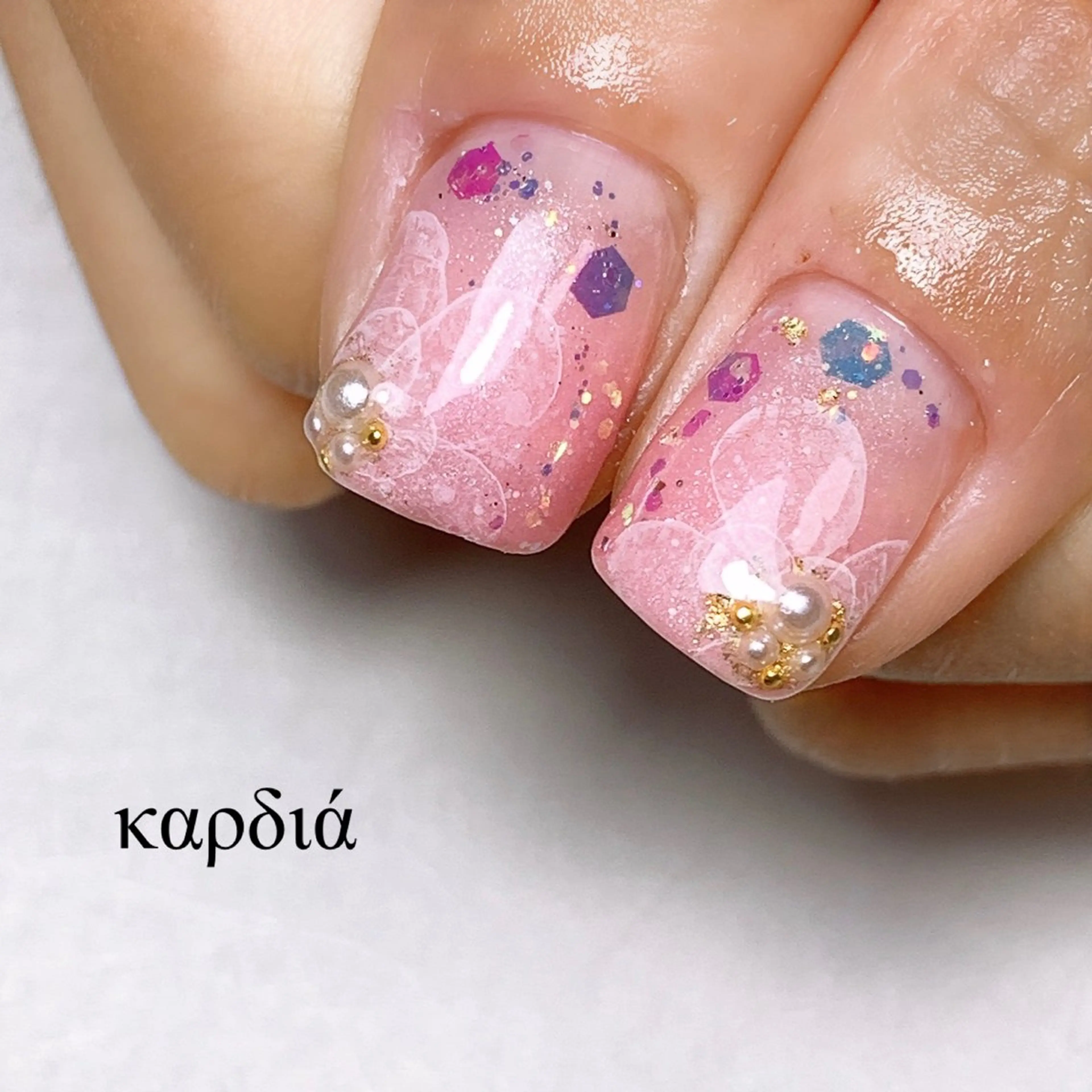 ネイル ハンドネイル καρδιά -ｶﾙﾃﾞｨｱ-のネイルデザイン