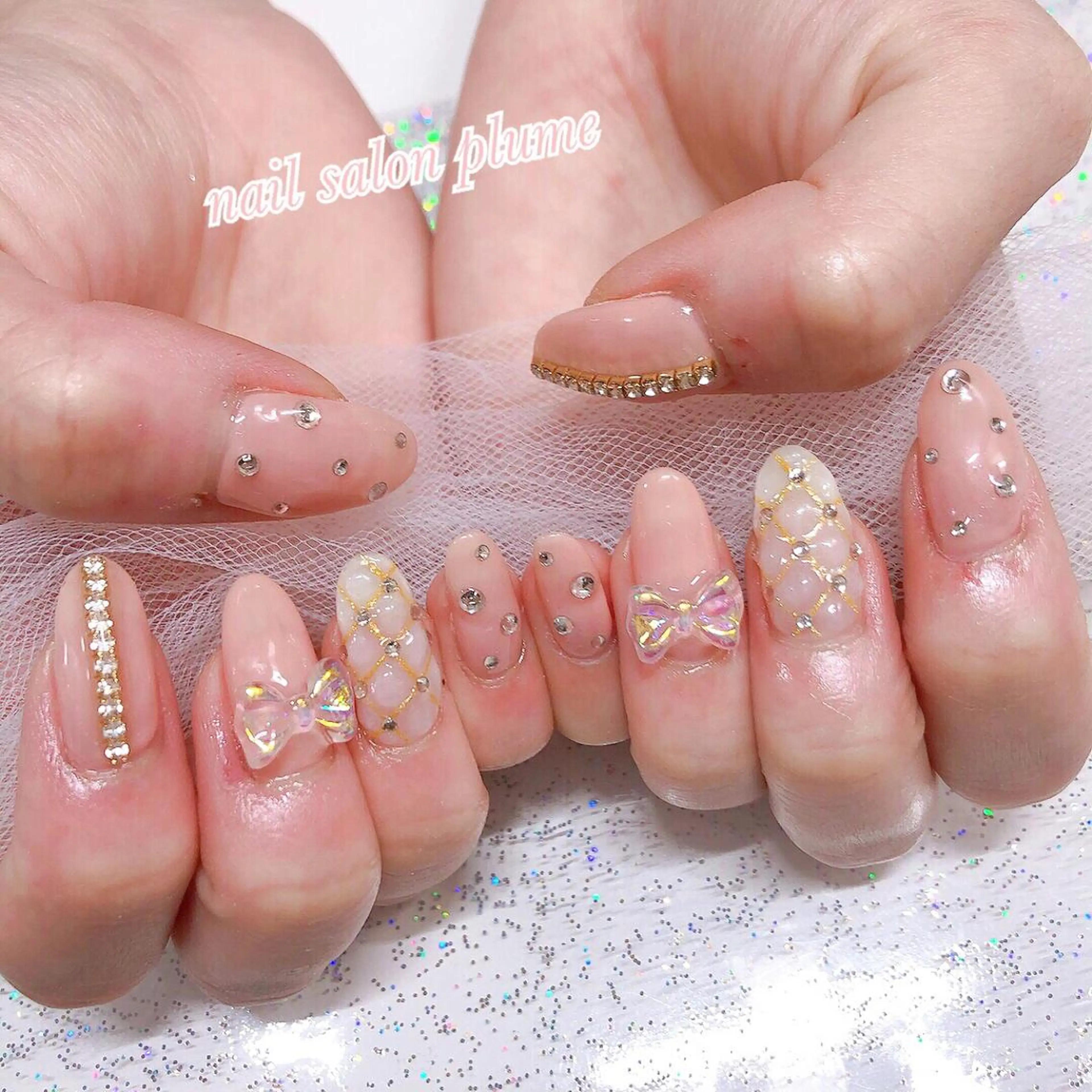 ネイル アートネイル ハート キラキラネイル 韓国ネイル ぷっくりネイル ハンドネイル plume nail ☆韓国ネイルのネイルデザイン