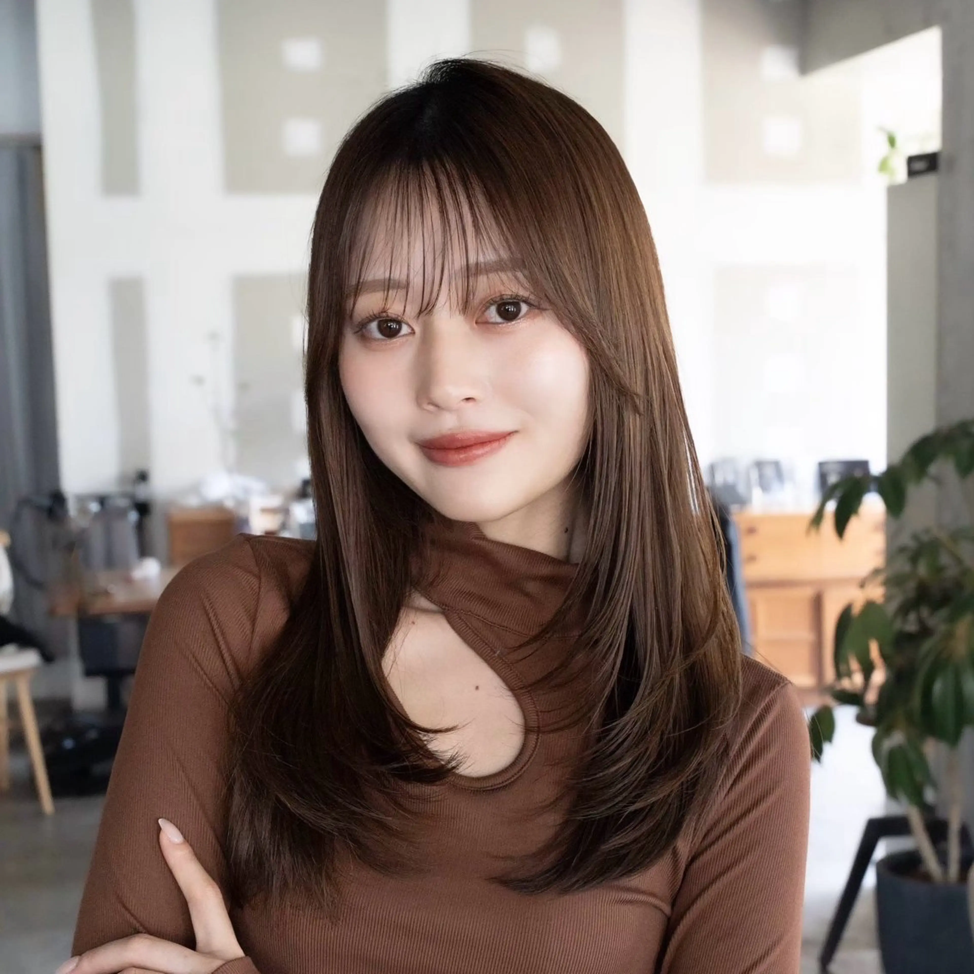 ロング カラー AIN.ANLY 明治神宮前所属・ムツキ/品のある 艶カラー/縮毛矯正のヘアスタイル