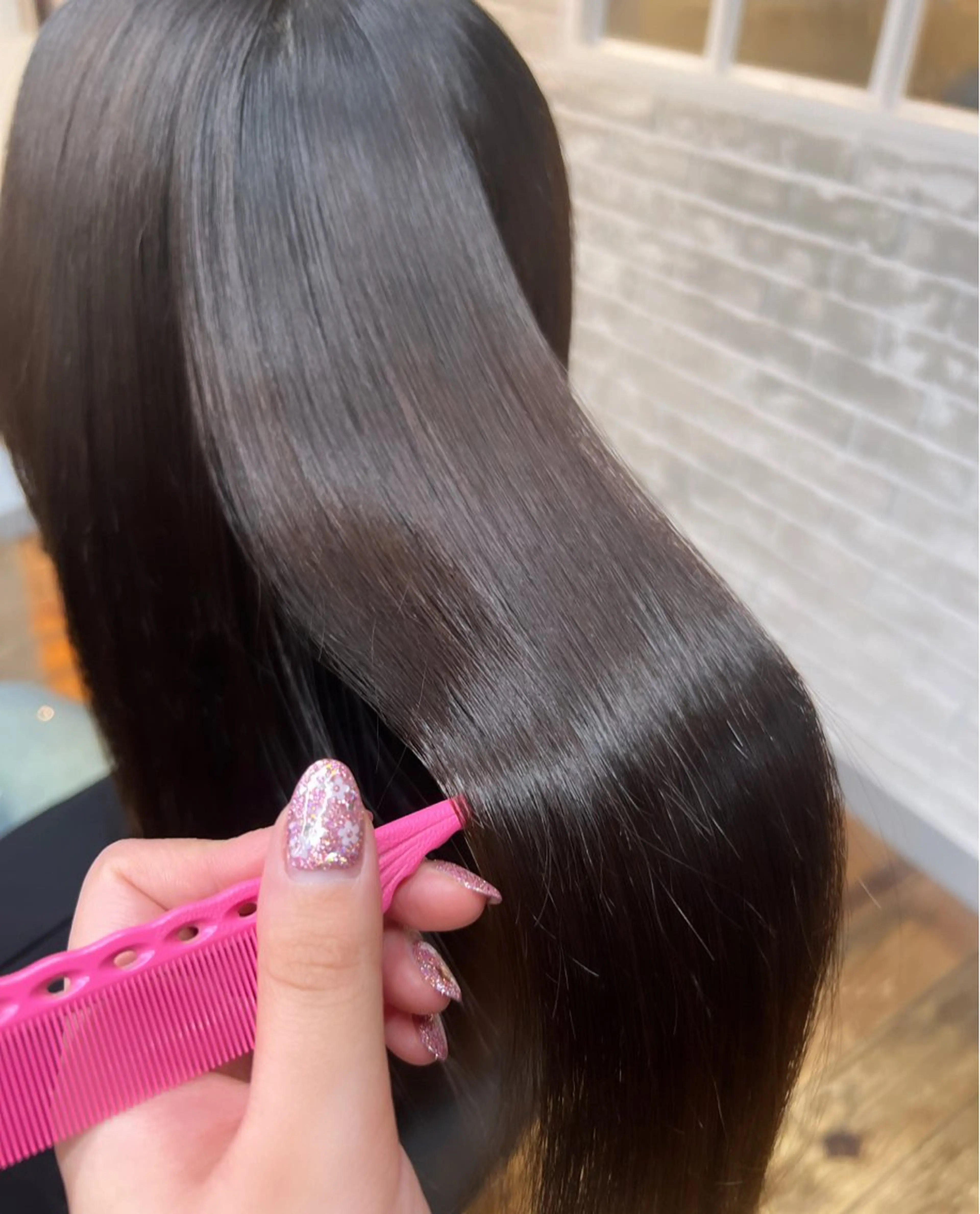 セミロング 【💖ブリーチ/ 縮毛矯正】あおい🌷のヘアスタイル