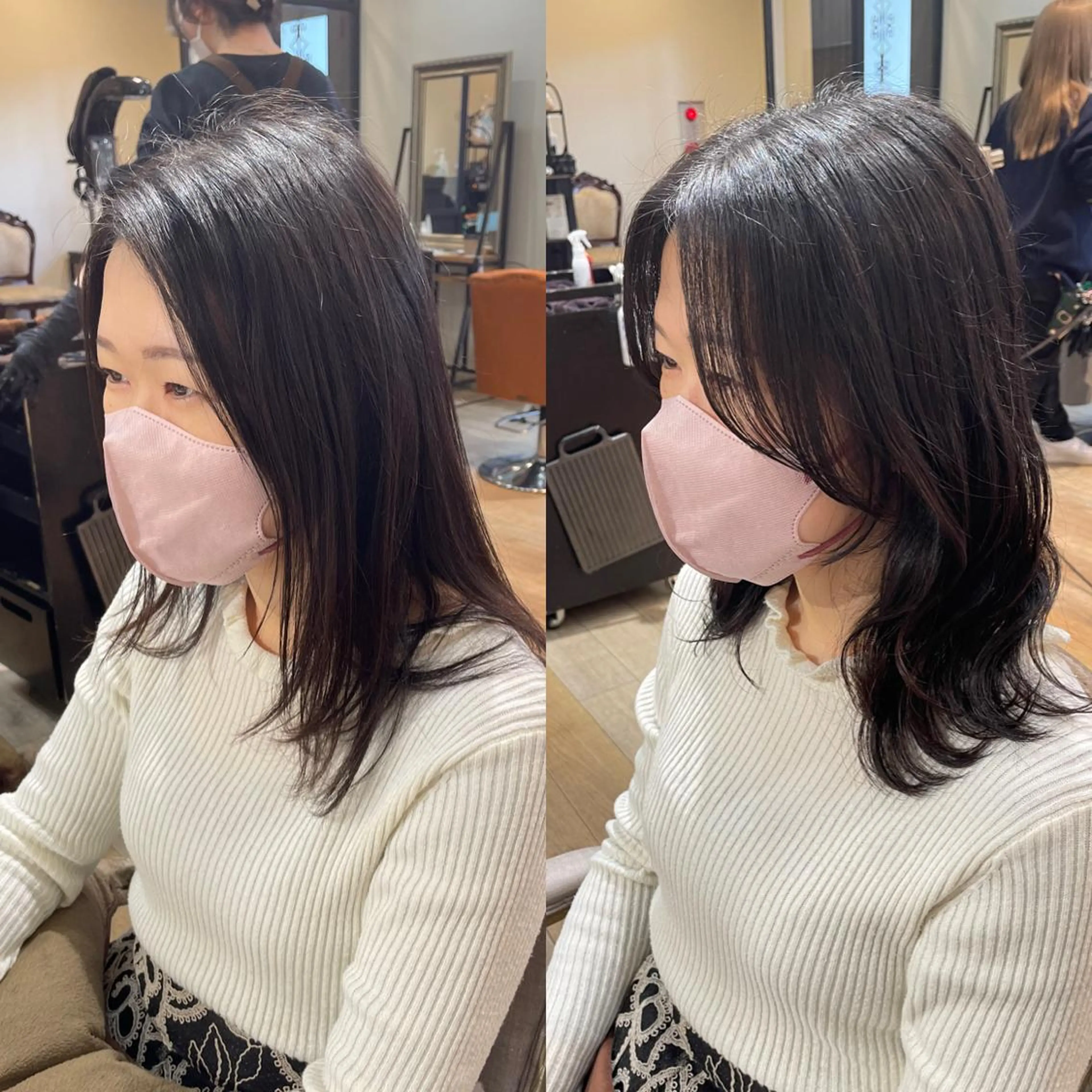 セミロング 顔周りカット 似合わせカット 亀川蓮 Agu hairのヘアスタイル