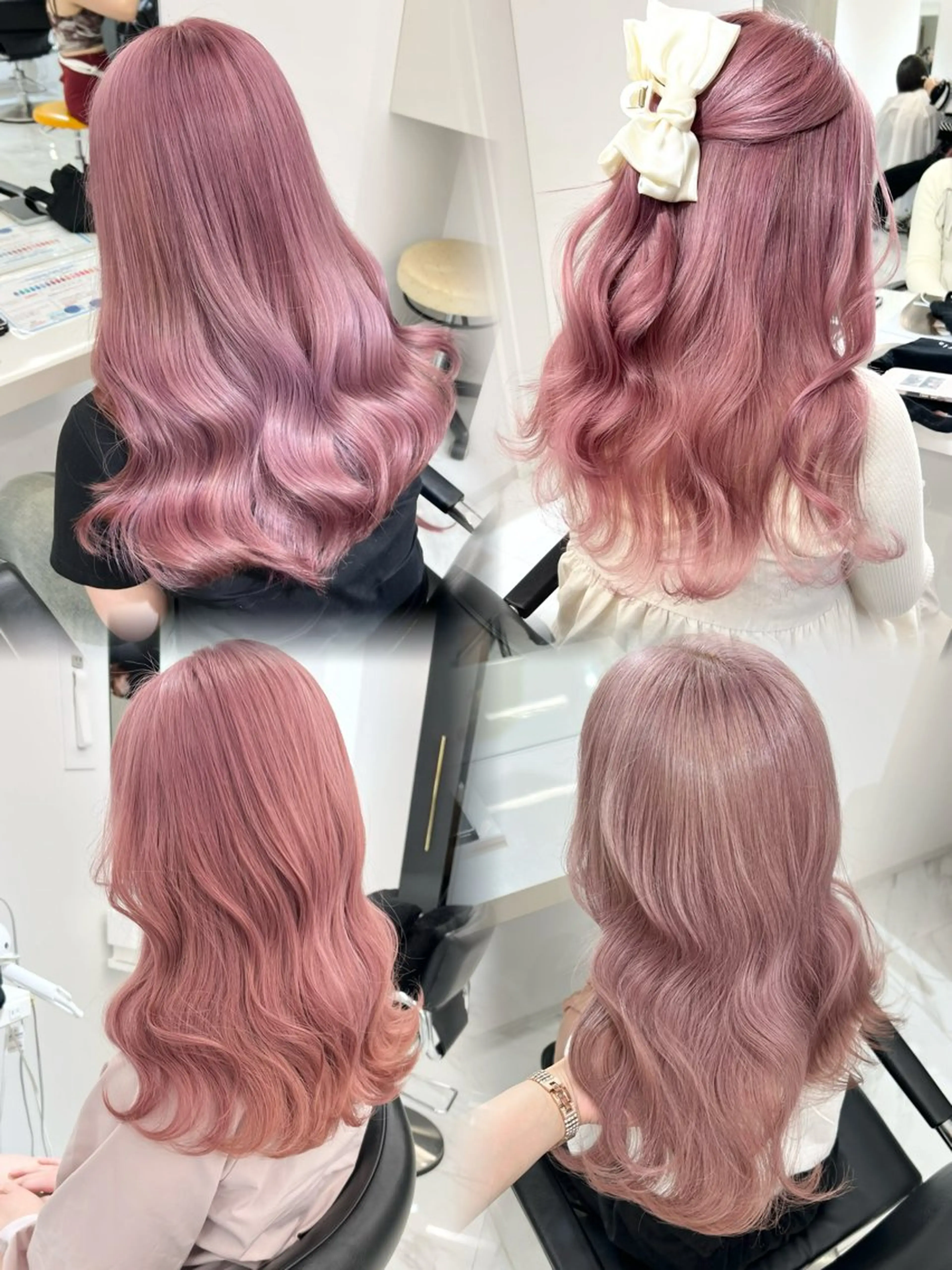 セミロング カラー ブリーチ ピンクカラー カット ヘアカラー トリートメント 盛れる顔周り🤍渋谷 Risa🎀のヘアスタイル