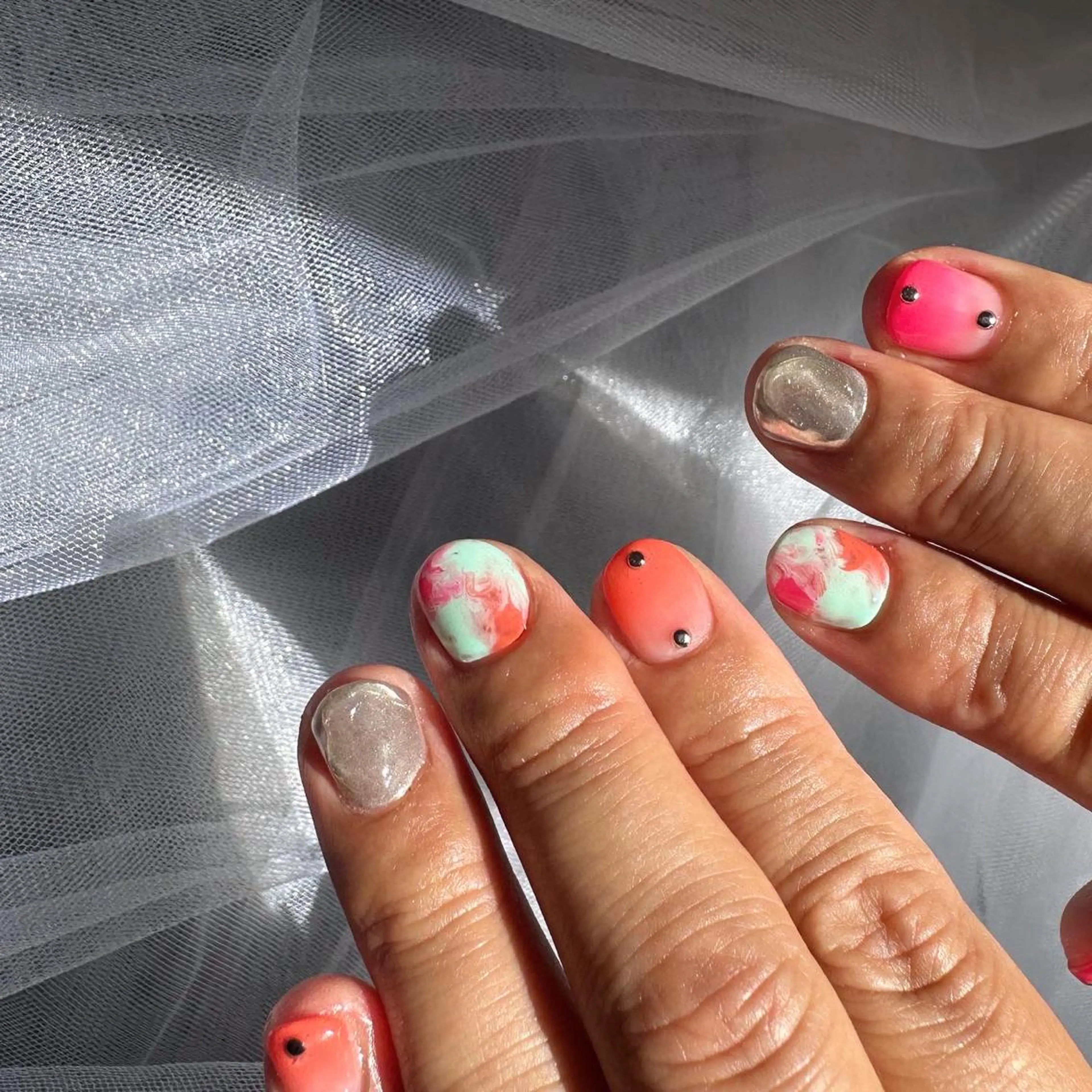 ネイル クリアネイル 氷ネイル・うるうるネイル 韓国ネイル 大理石ネイル(マーブル) ミラーネイル 🪞KAPE NAIL 🪞のネイルデザイン